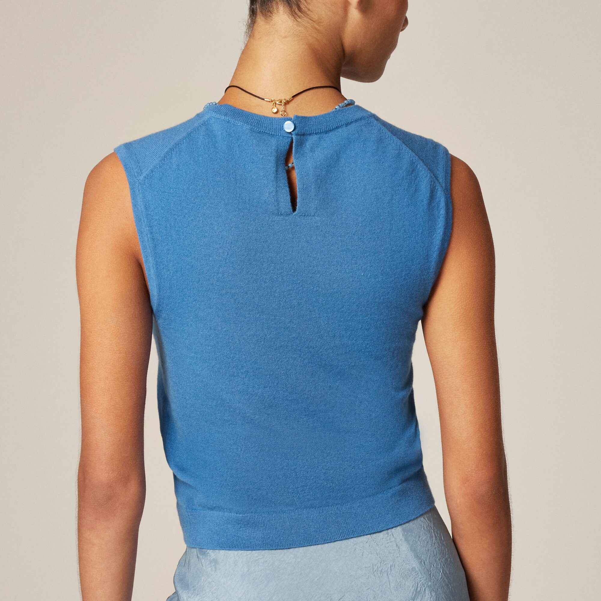 Featherweight cashmere-blend cropped sweater shell