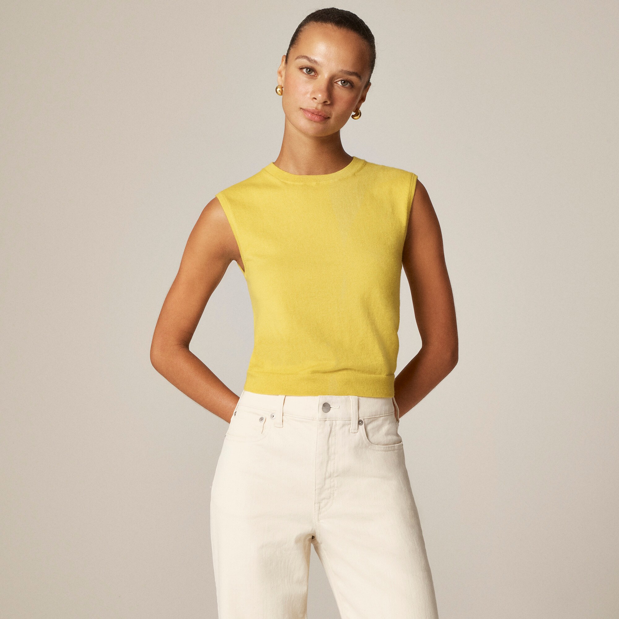  Featherweight cashmere-blend cropped sweater shell