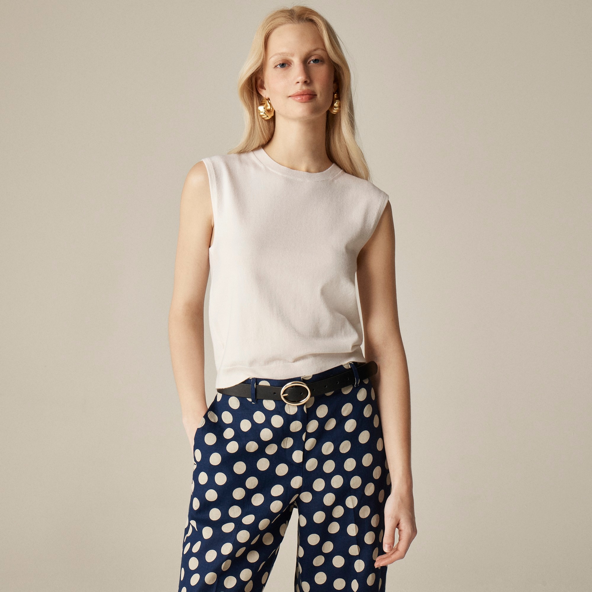 Featherweight cashmere-blend cropped sweater shell - image 4