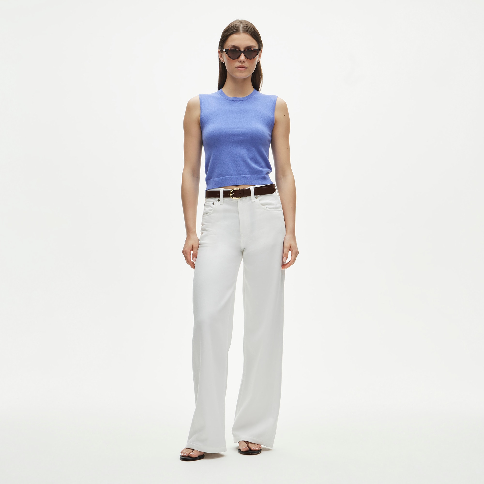 Featherweight cashmere-blend cropped sweater shell - image 3