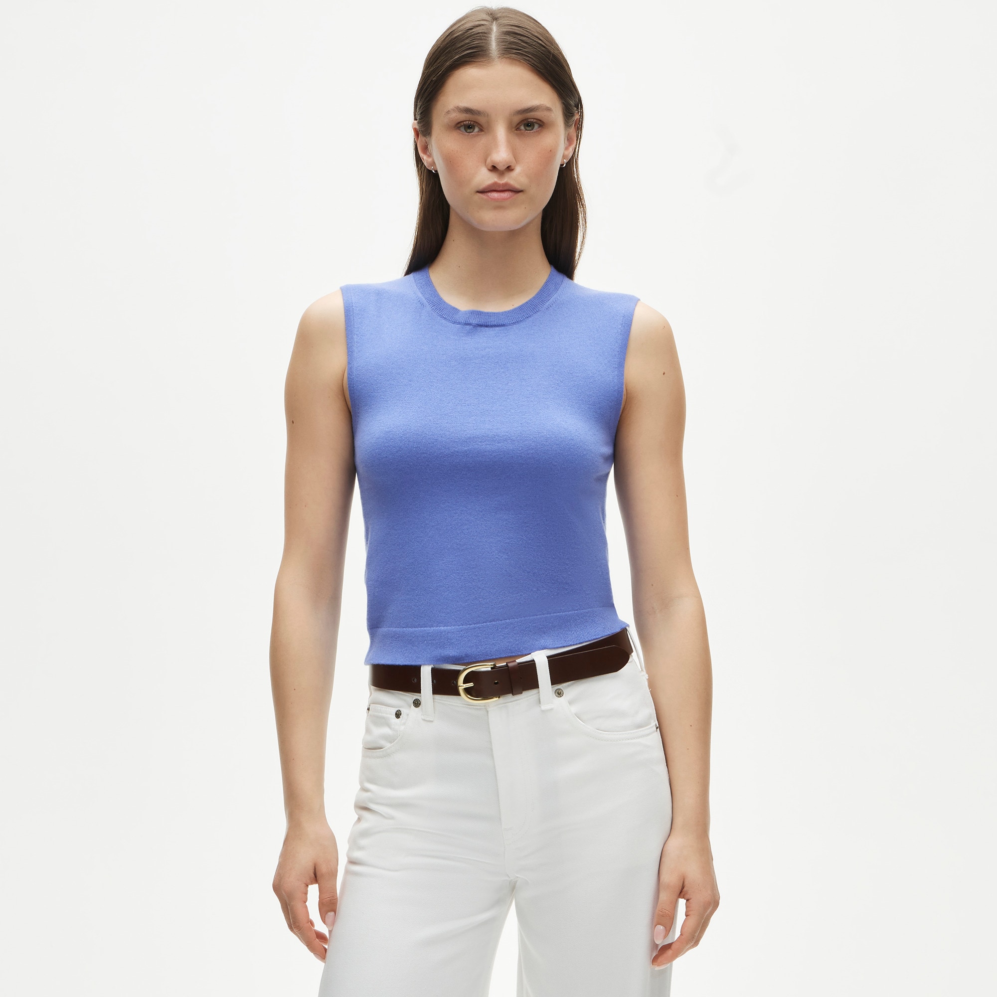 Featherweight cashmere-blend cropped sweater shell - image 2