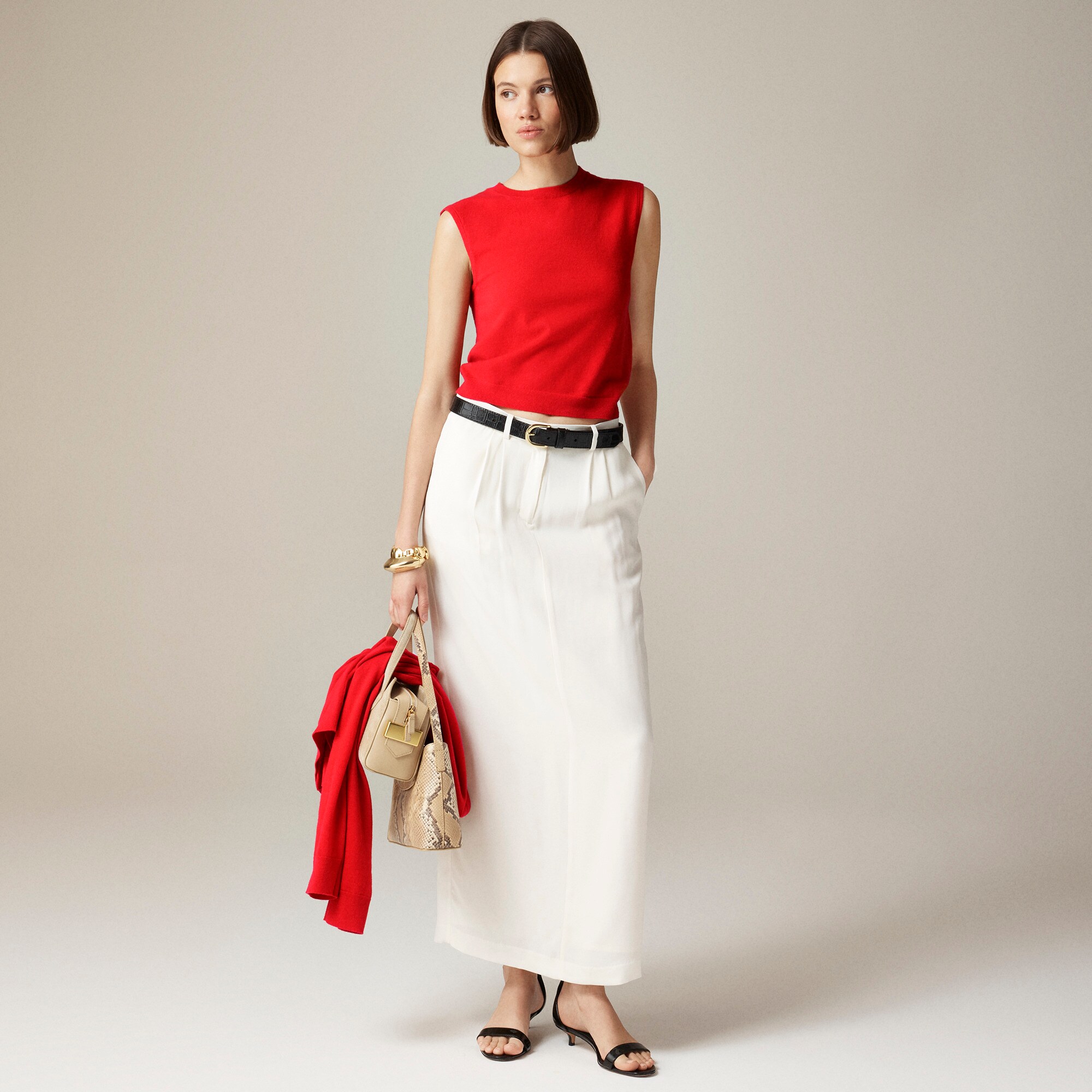 Featherweight cashmere-blend cropped sweater shell