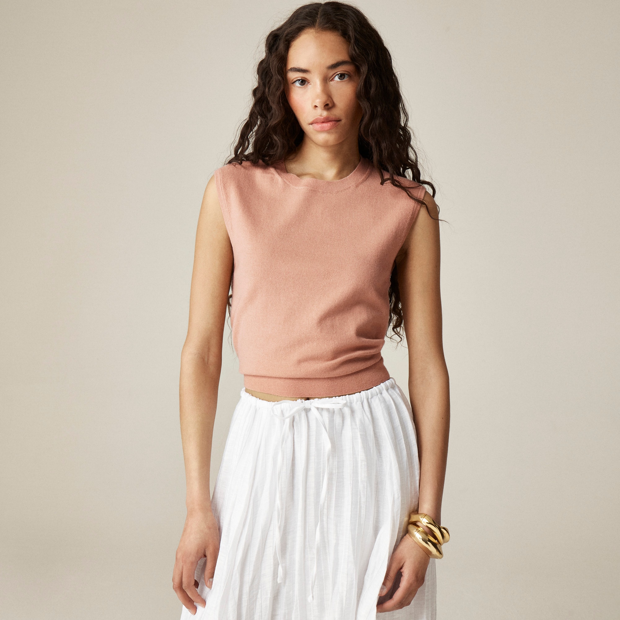 Featherweight cashmere-blend cropped sweater shell