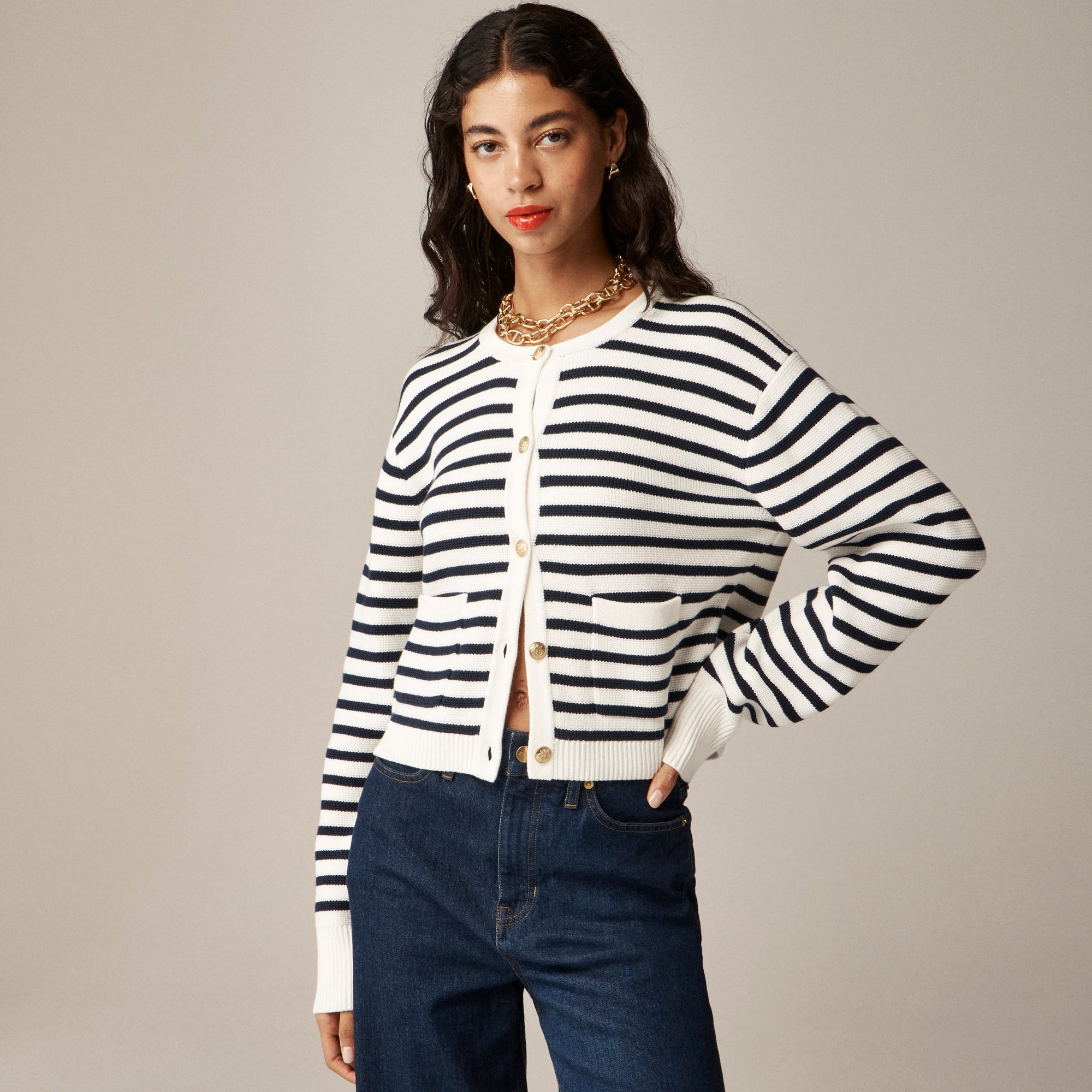 New relaxed Emilie sweater lady jacket in stripe