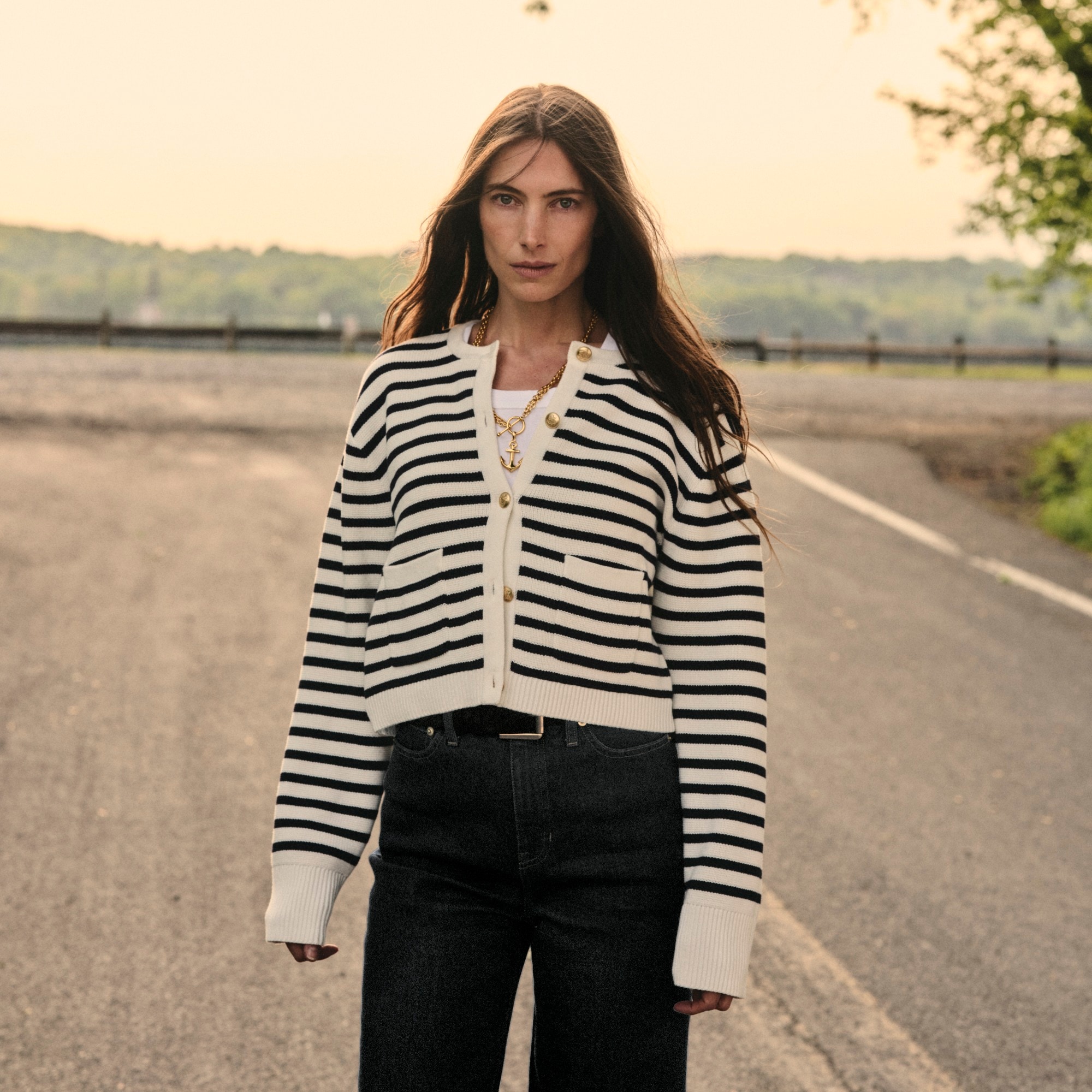 New relaxed Emilie sweater lady jacket in stripe