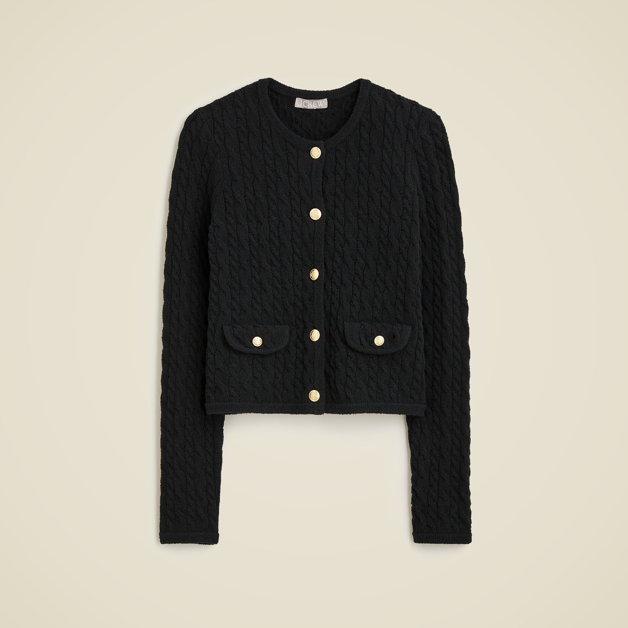 Odette cable-knit sweater lady jacket in cotton-blend bouclé