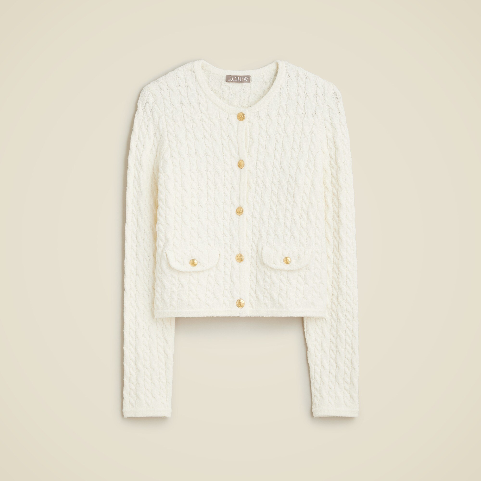 Odette Cable-knit Sweater Lady Jacket In Cotton-blend Bouclé For