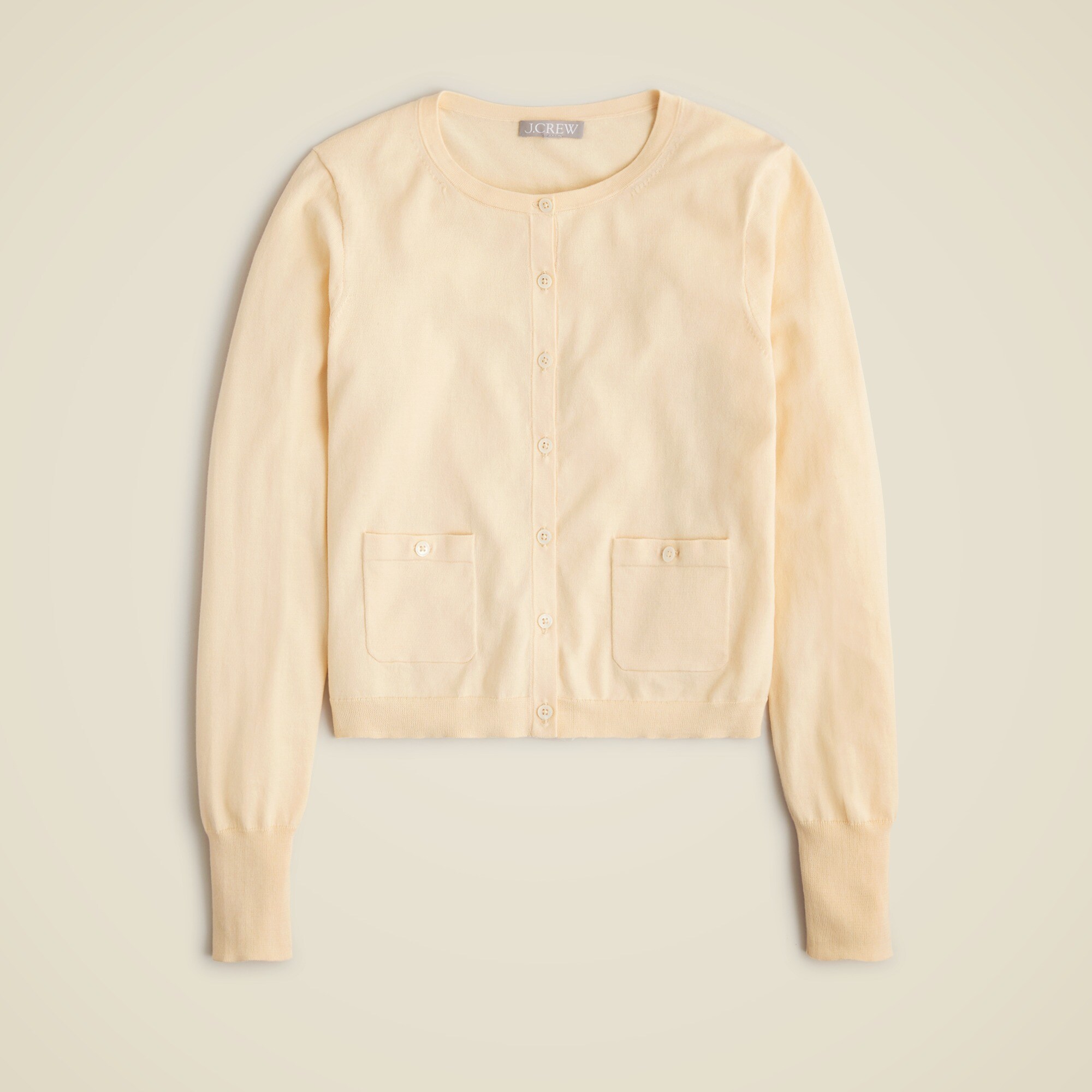 Crewneck cardigan in premium ultrafine cotton