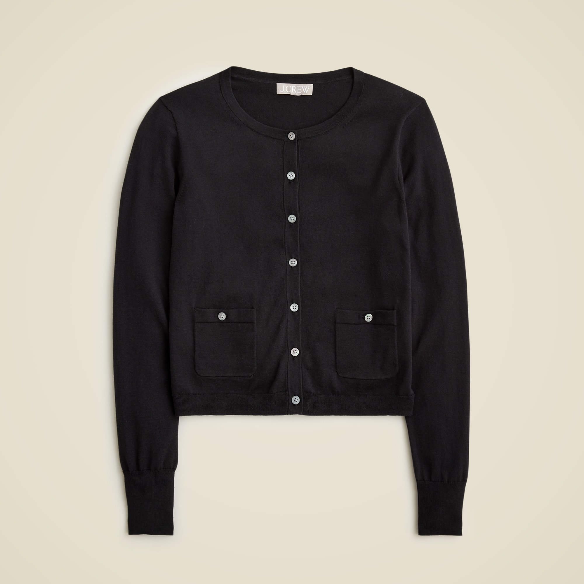 Crewneck cardigan sweater in premium ultrafine cotton