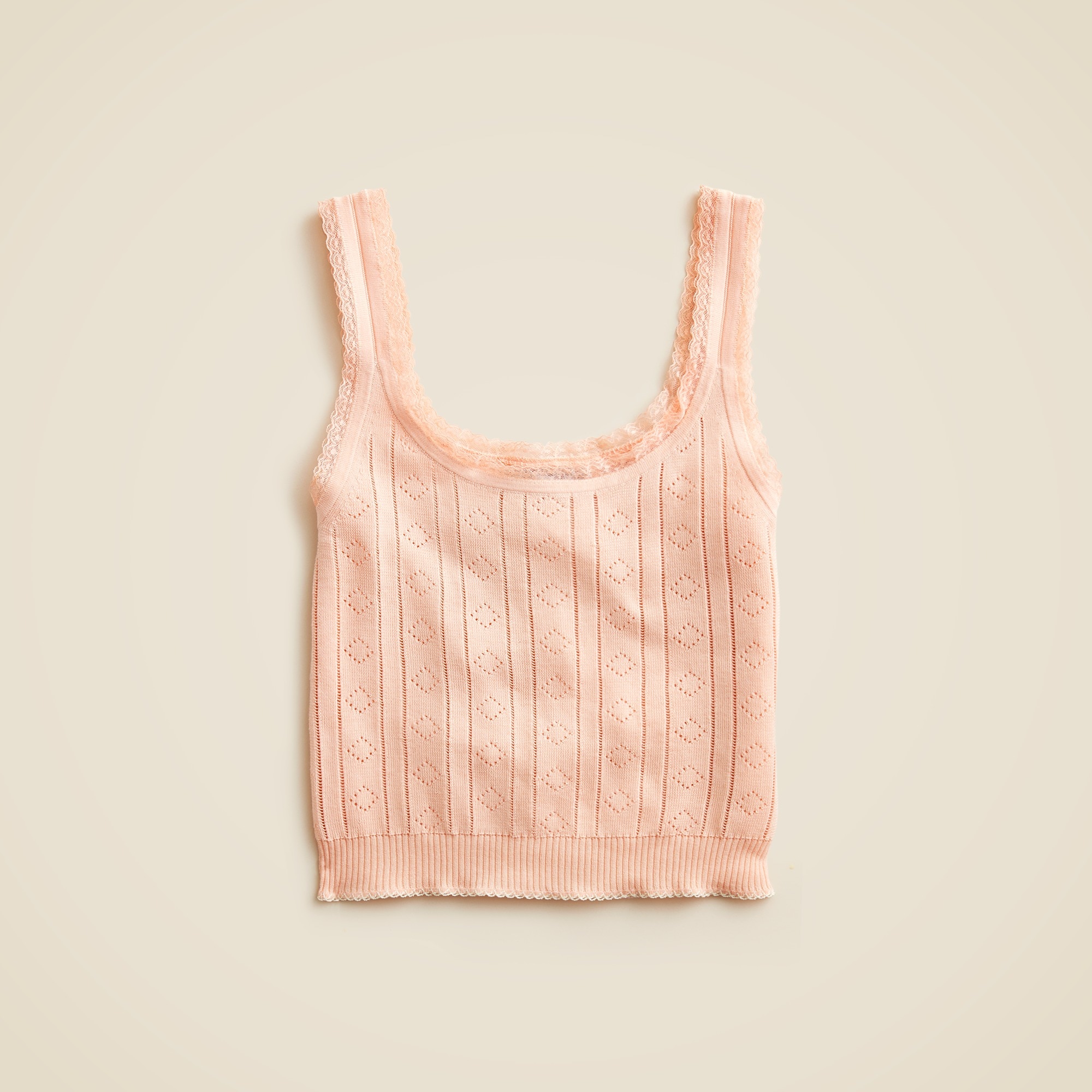 womens Pointelle sweater-tank in premium ultrafine cotton