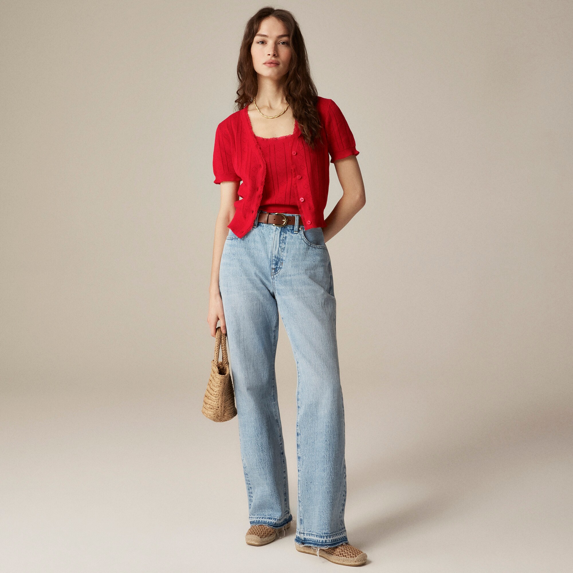 Pointelle sweater-tank in premium ultrafine cotton