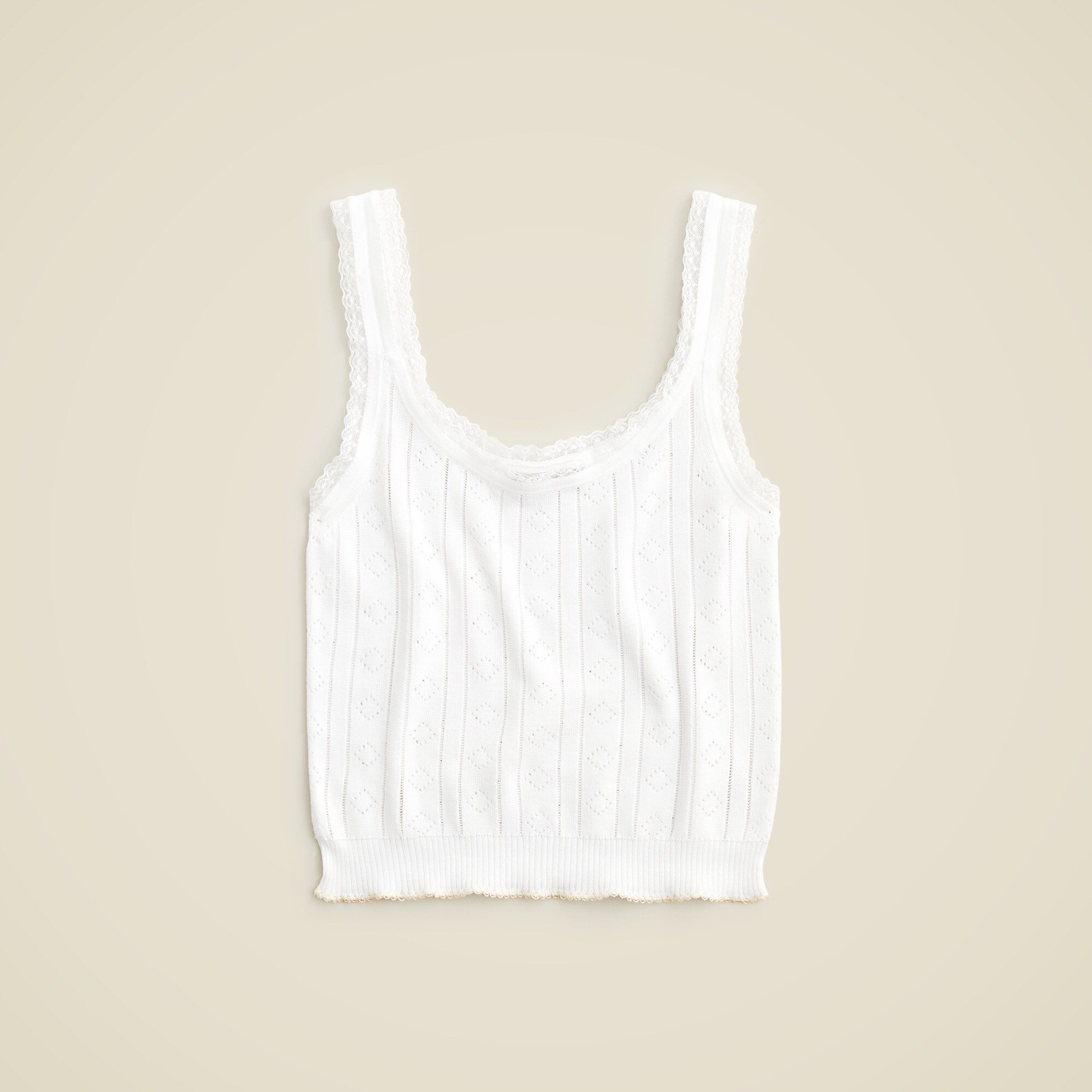 Pointelle sweater-tank in striped premium ultrafine cotton