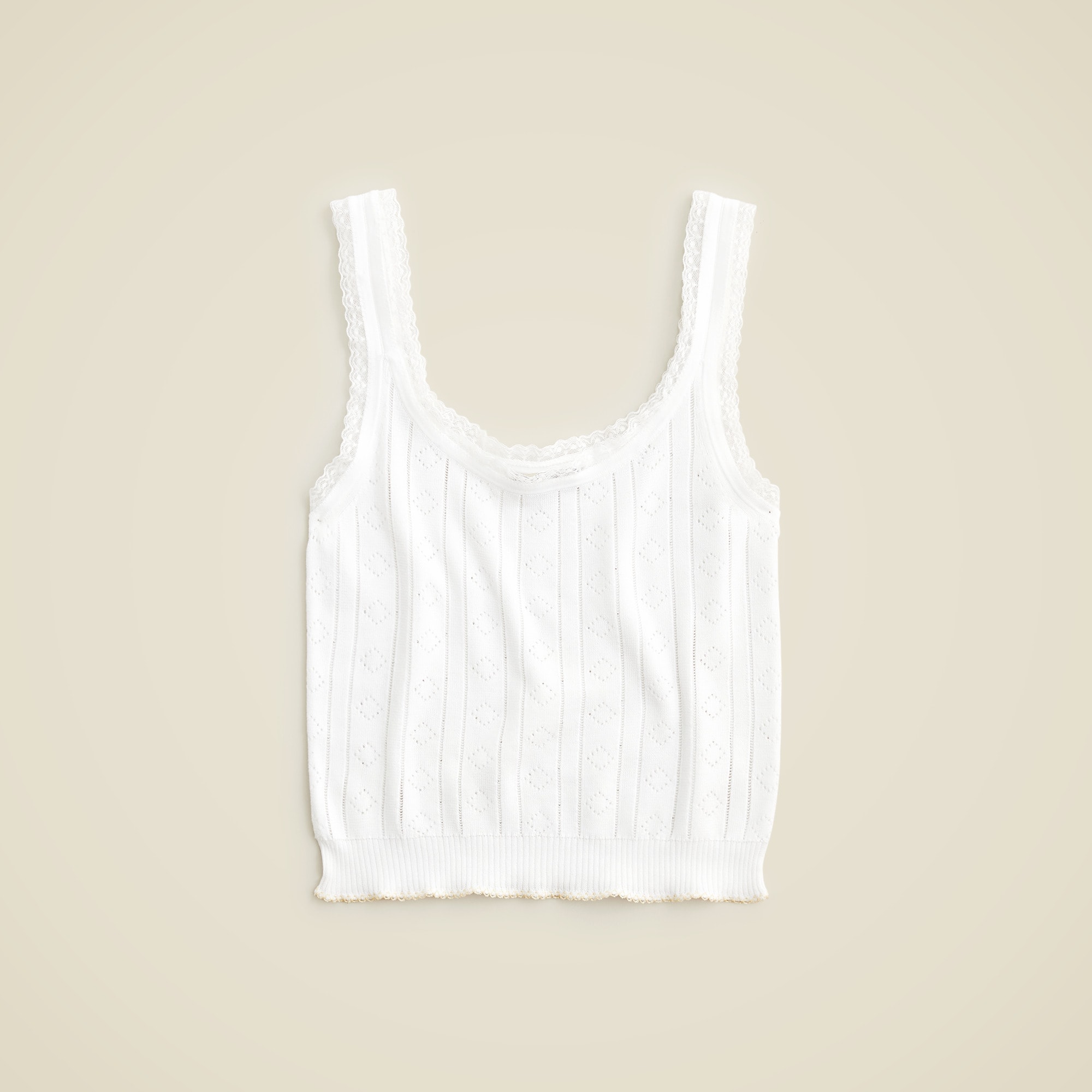 womens Pointelle sweater-tank in premium ultrafine cotton