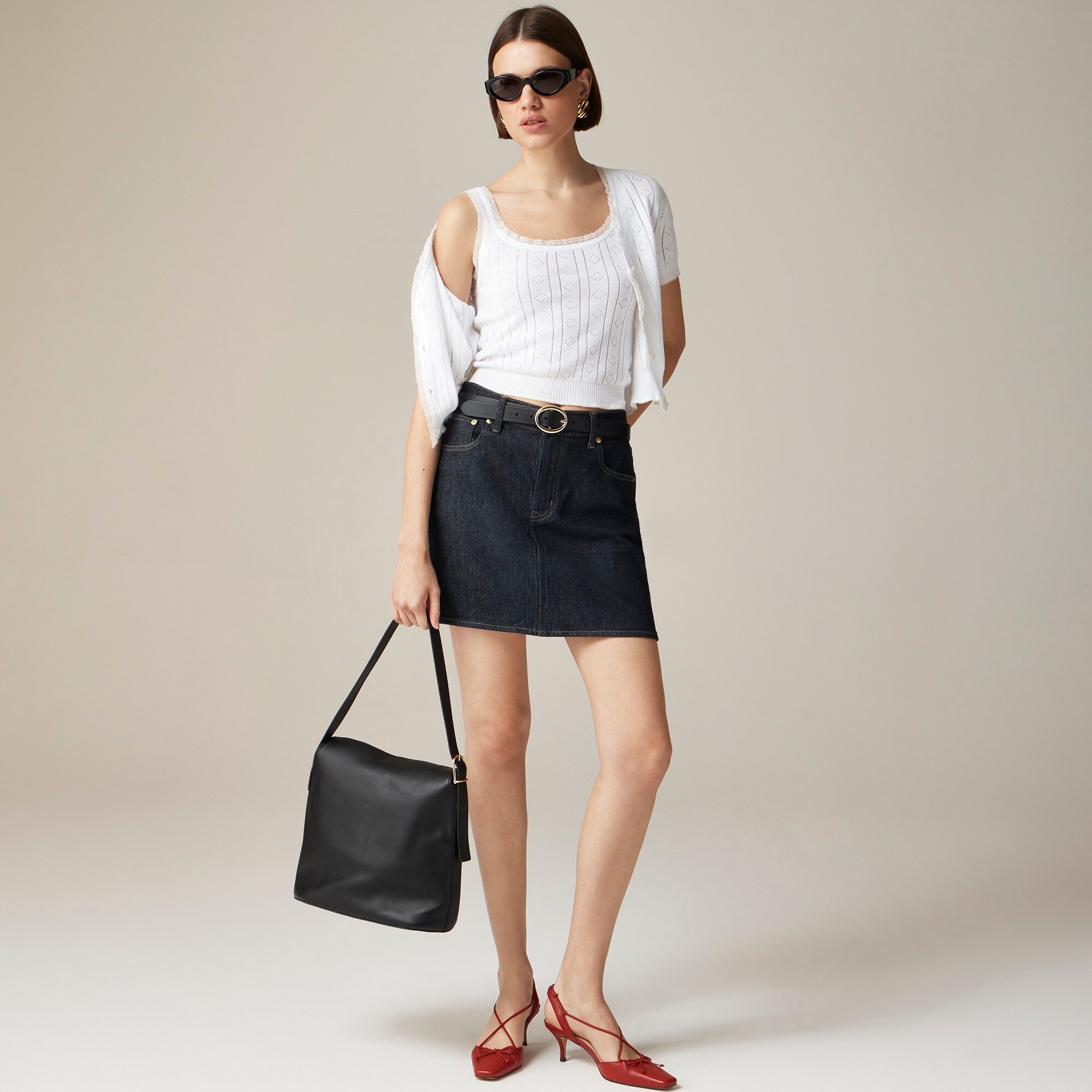 Pointelle sweater-tank in premium ultrafine cotton