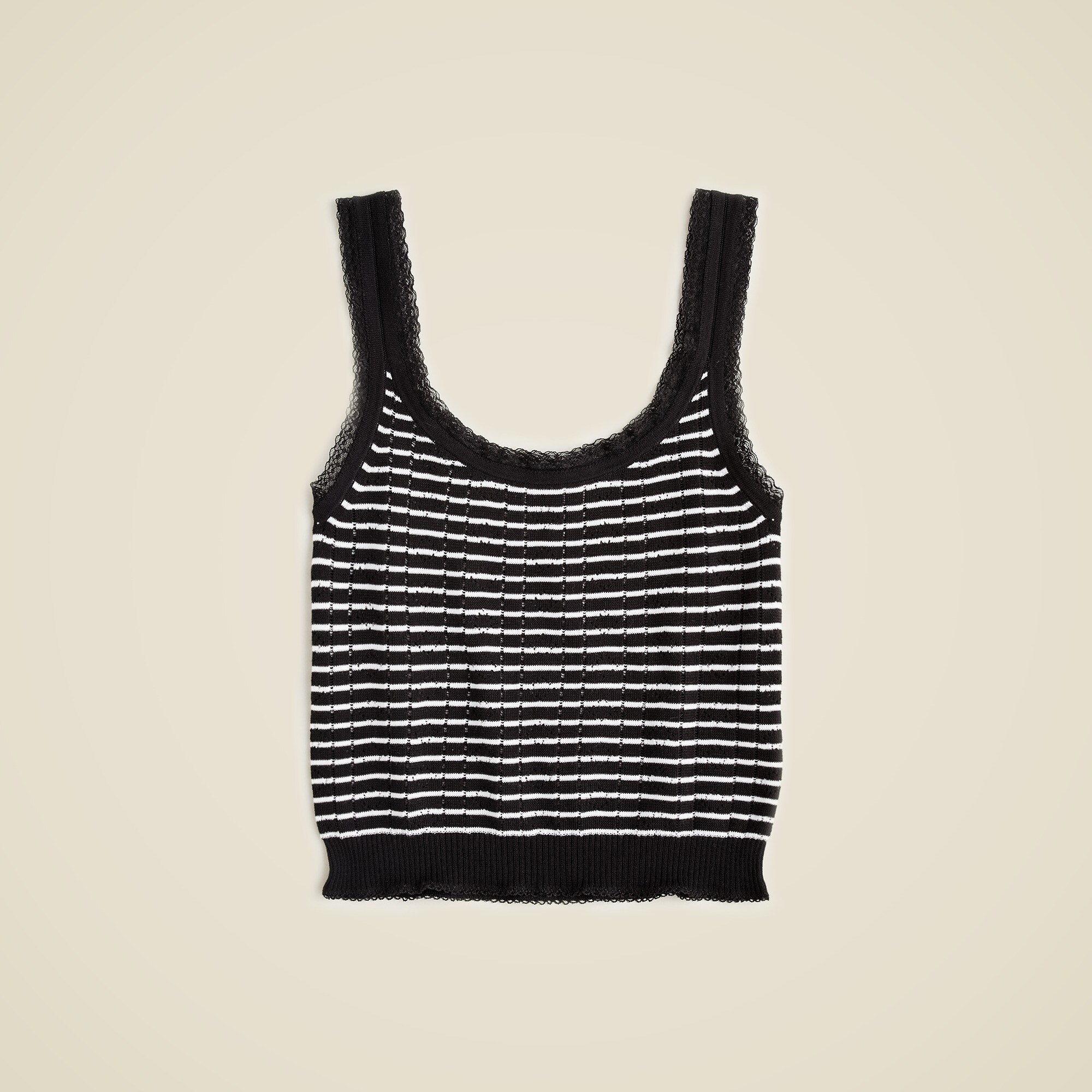 Pointelle sweater-tank in striped premium ultrafine cotton