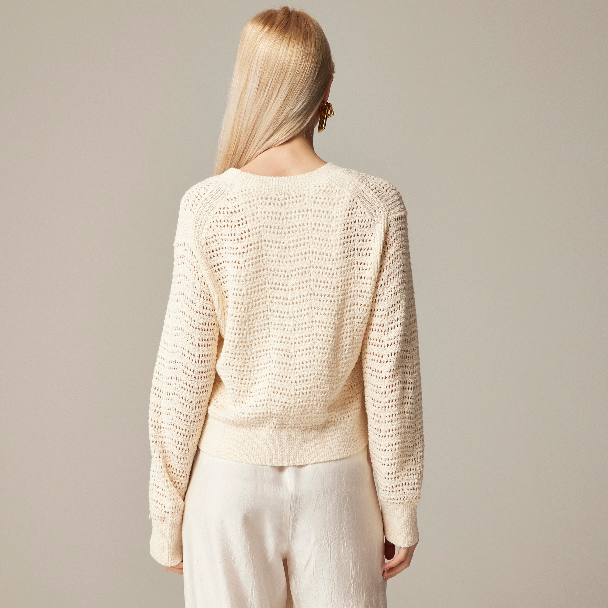 Pointelle crewneck sweater