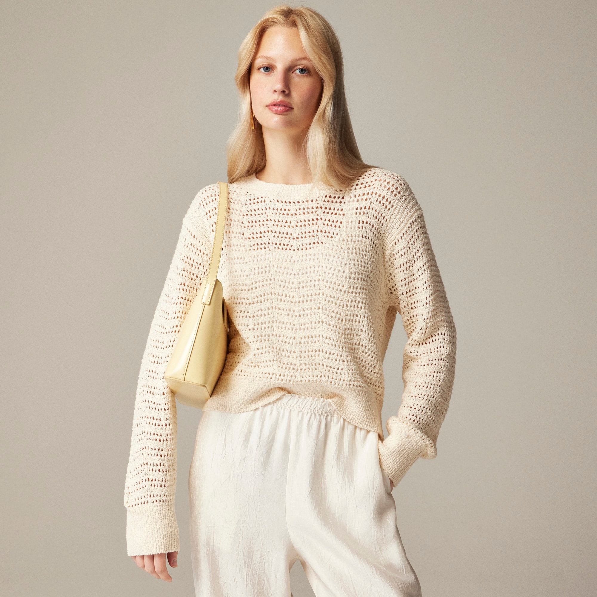 Pointelle crewneck sweater