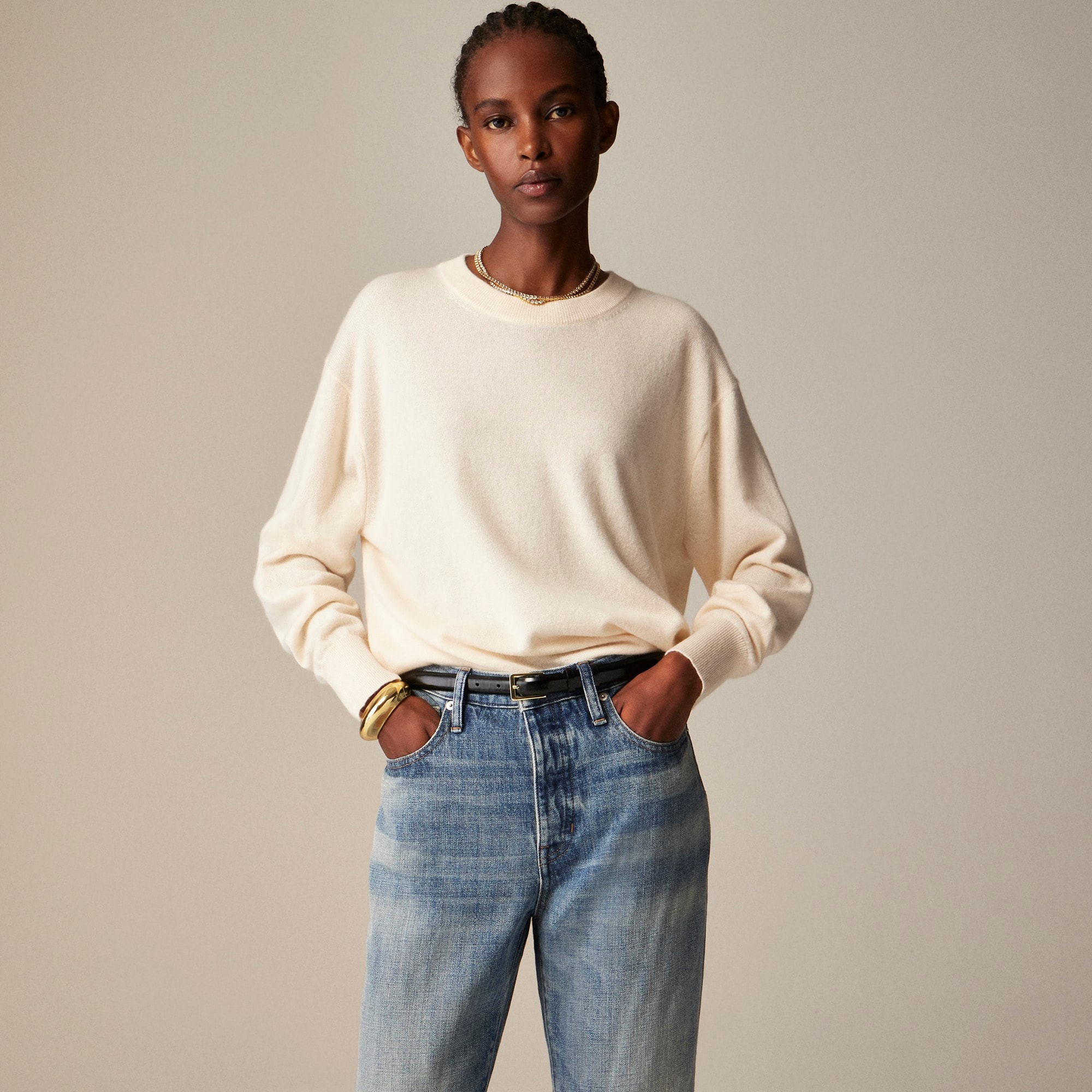 womens Cashmere relaxed crewneck sweater