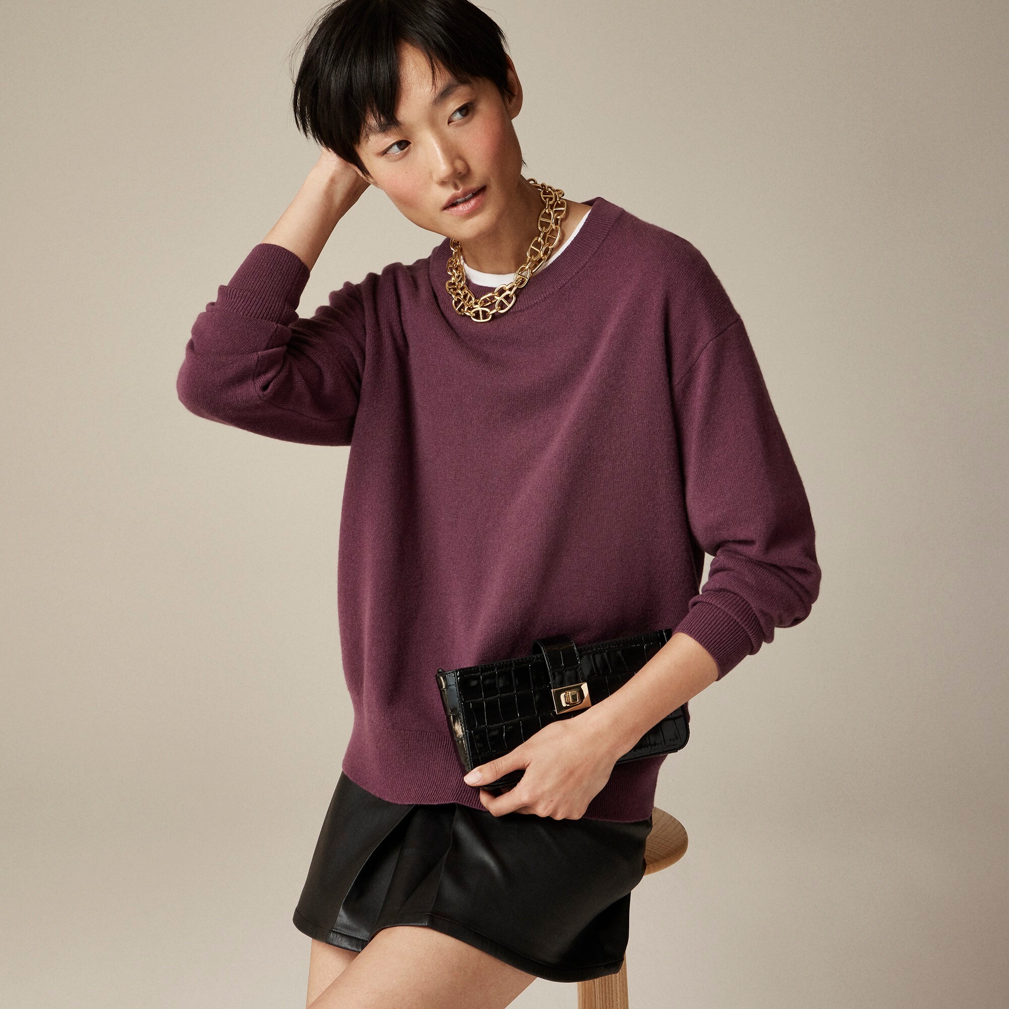 Cashmere relaxed crewneck sweater