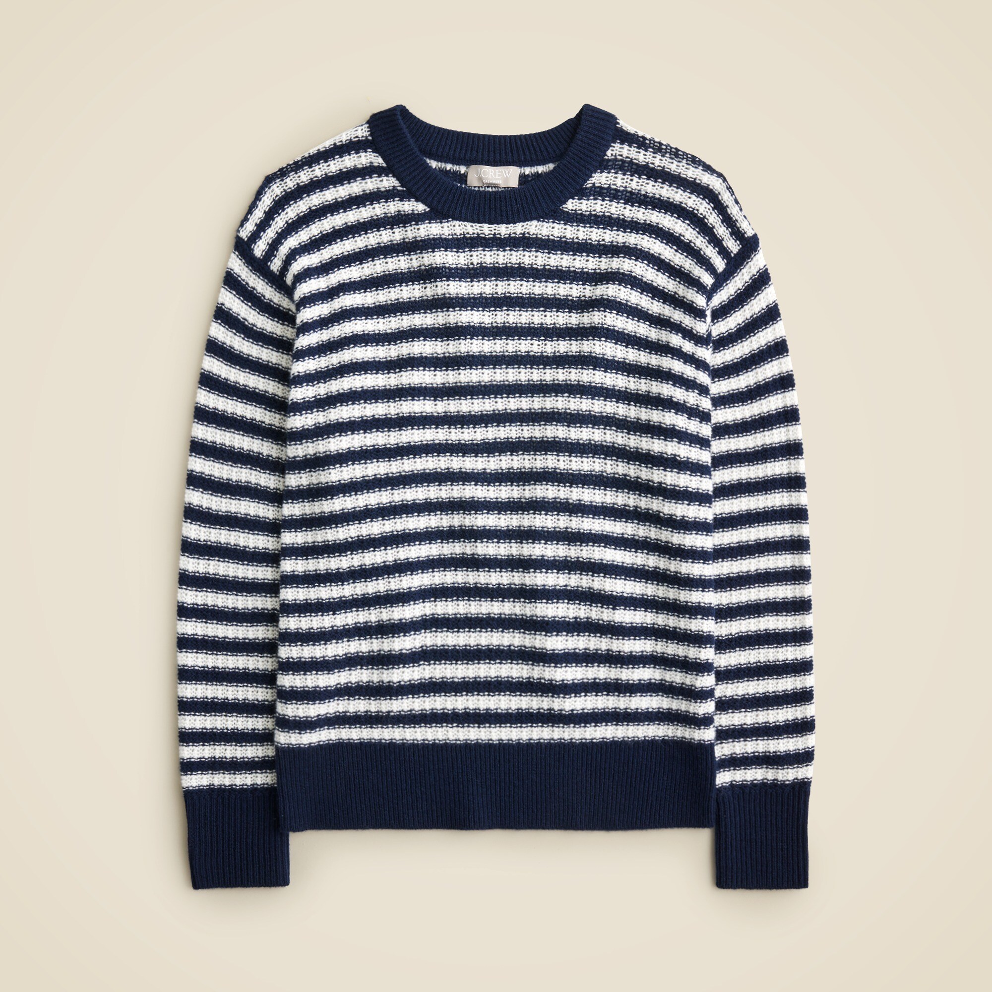 Cashmere relaxed crewneck sweater in stripe