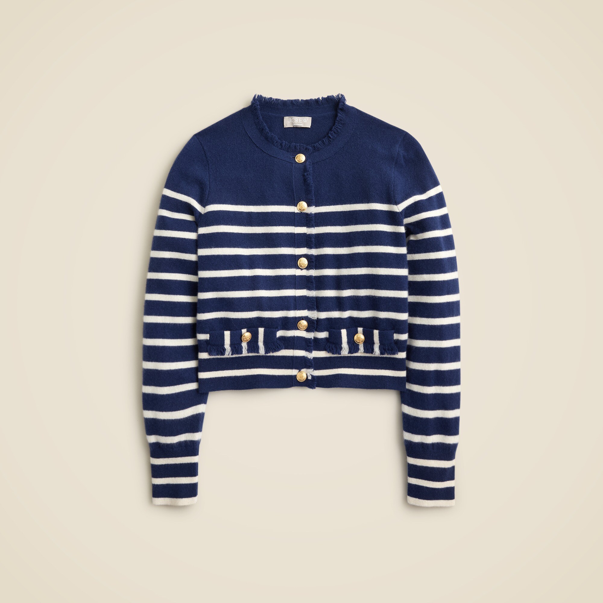 Cashmere fringe-trim sweater lady jacket