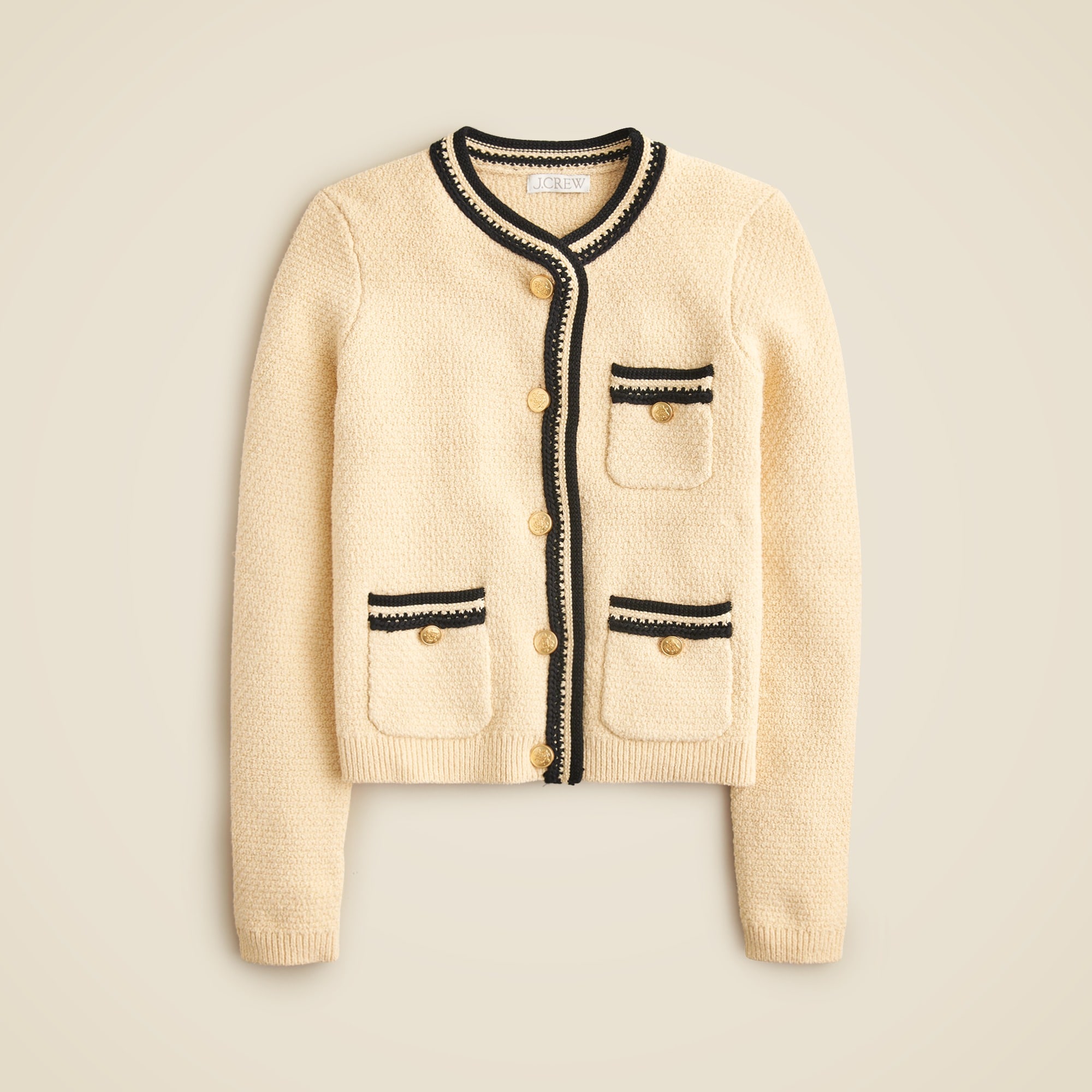 Contrast-trim cardigan from J.Crew - $149.99