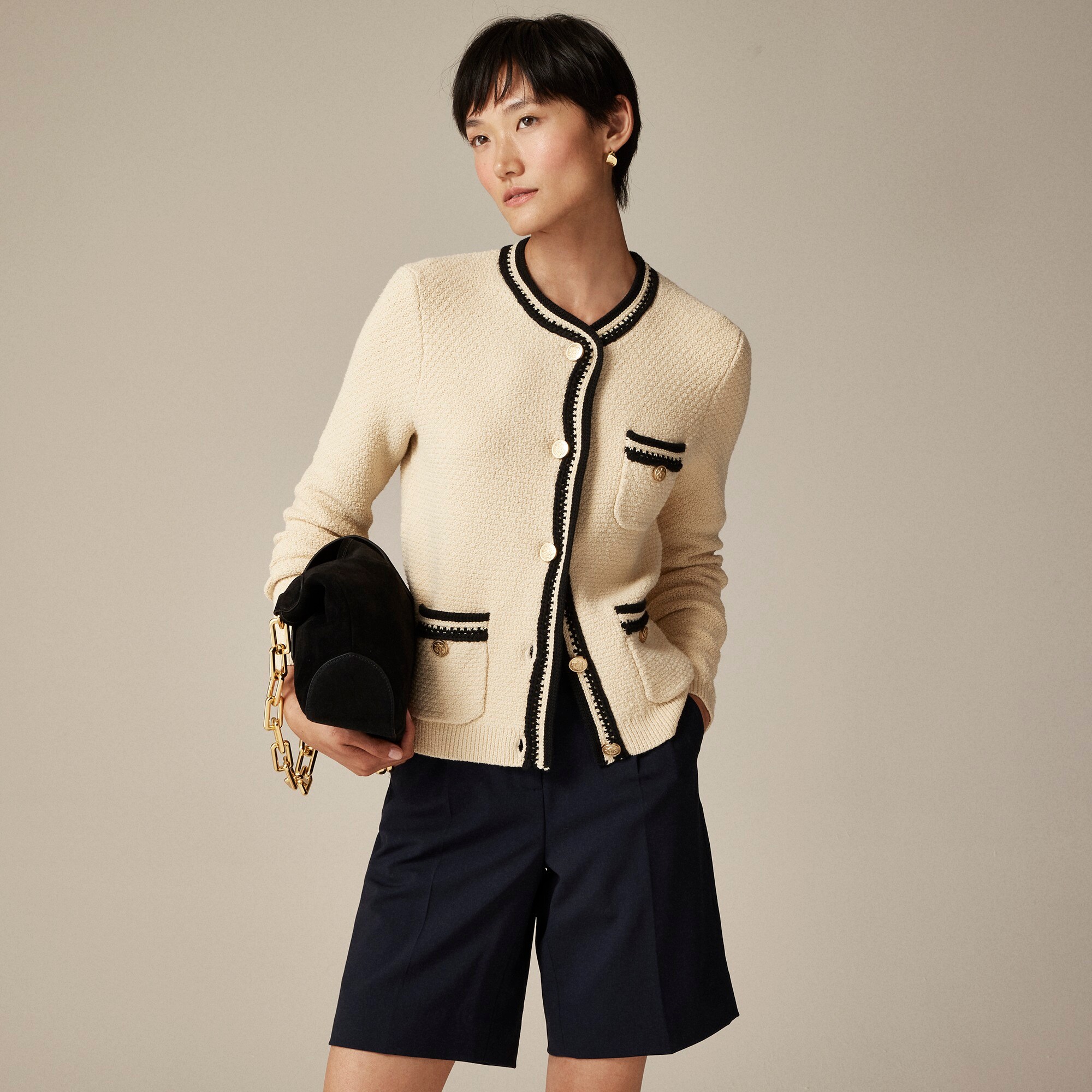 Contrast-trim cardigan