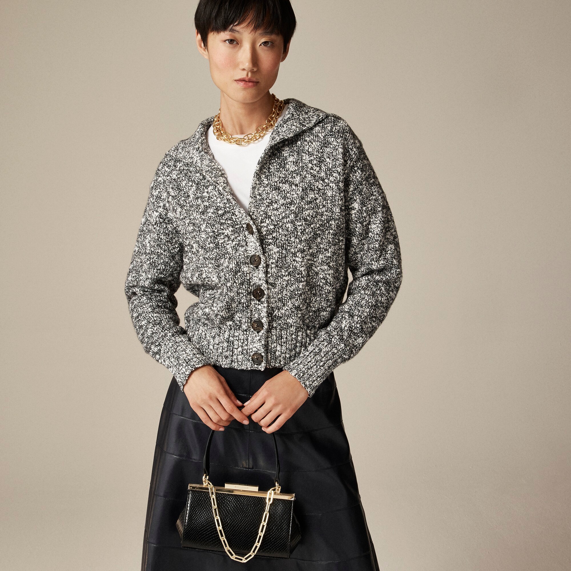 Sailor-collar Cardigan In Marled Yarn For Women | J.Crew