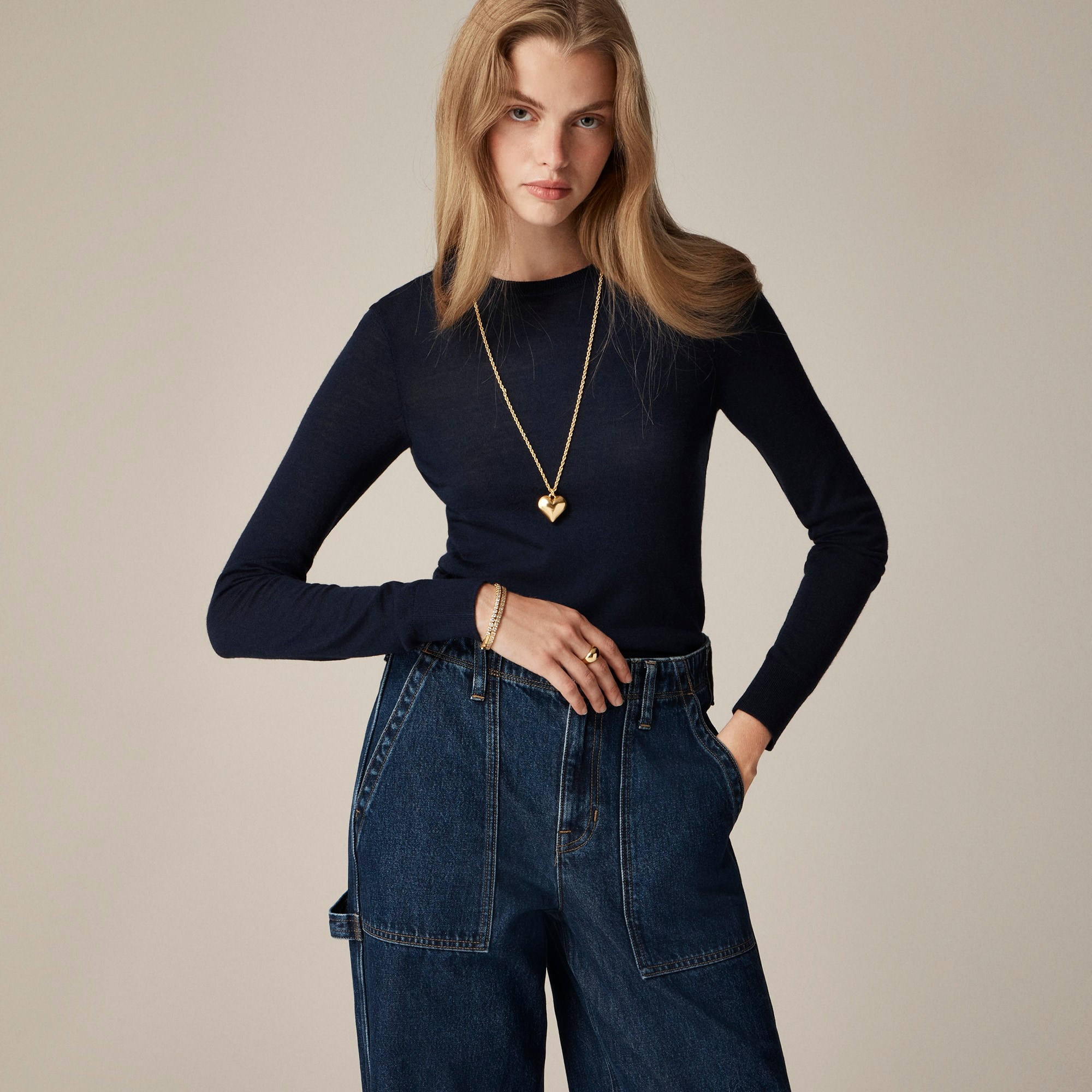  Carolyn fitted crewneck sweater in merino wool