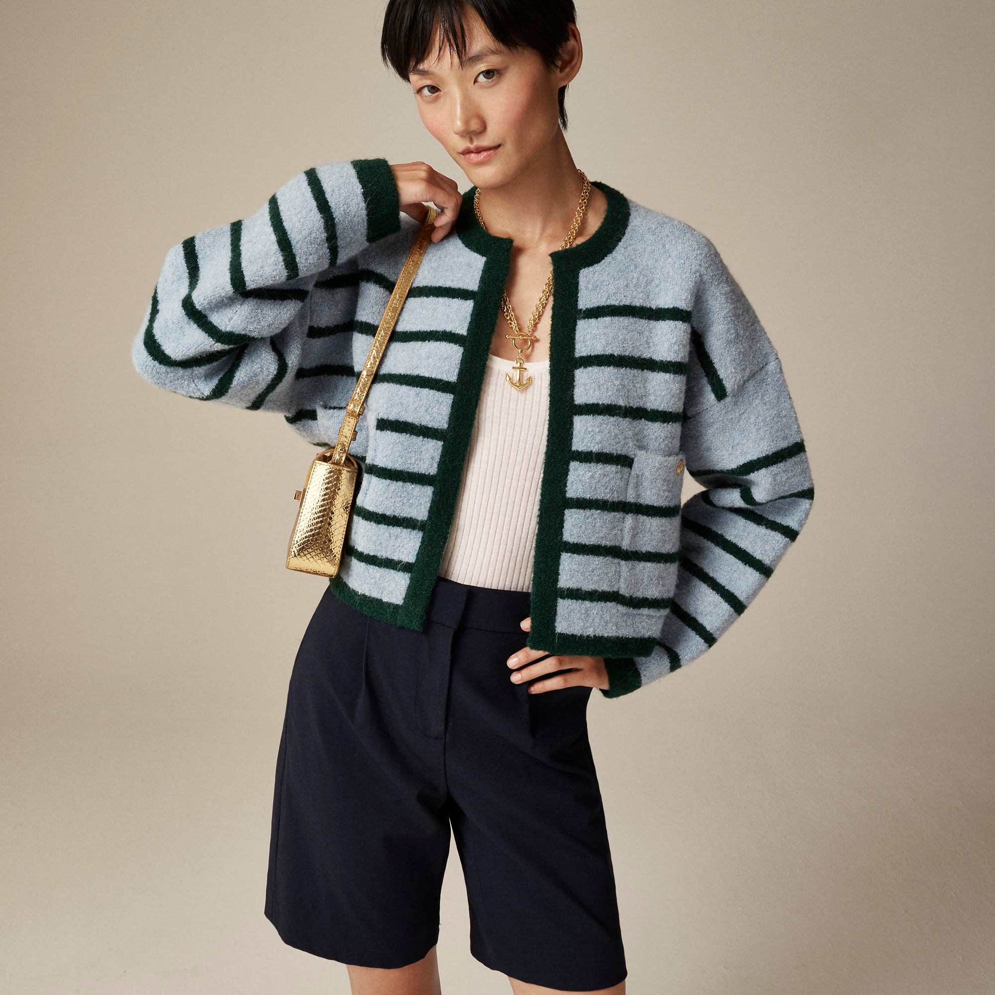 Patch-pocket lady jacket in double-faced wool blend - image 2