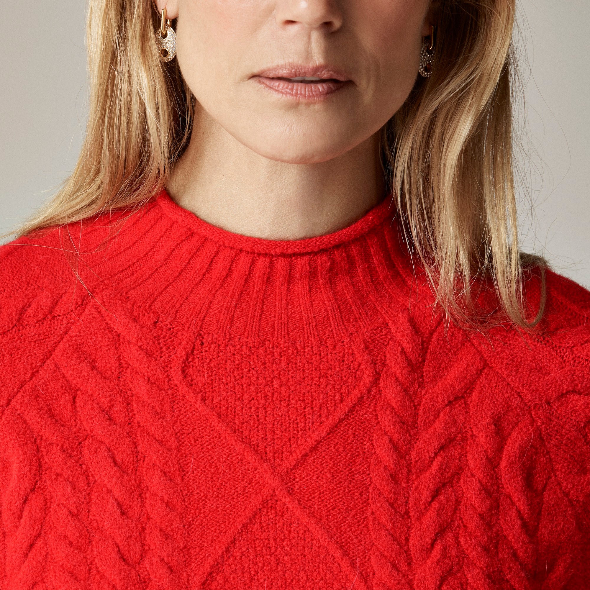 Cable-knit Rollneck™ sweater in Supersoft yarn