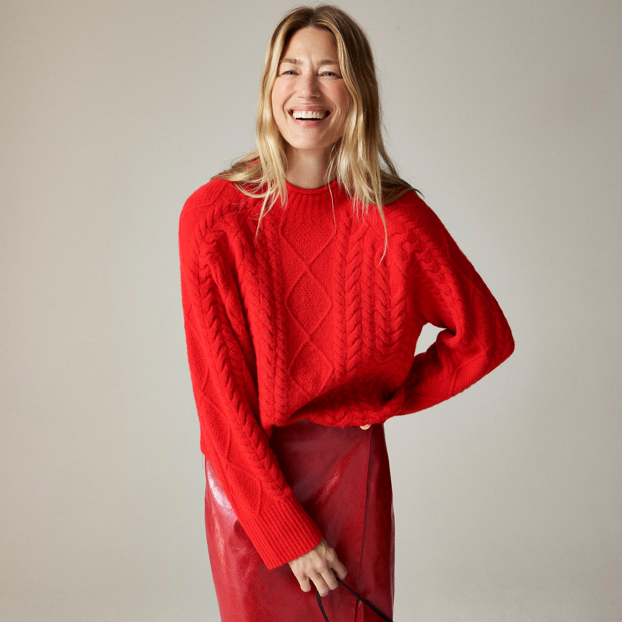 Cable-knit Rollneck™ sweater in Supersoft yarn