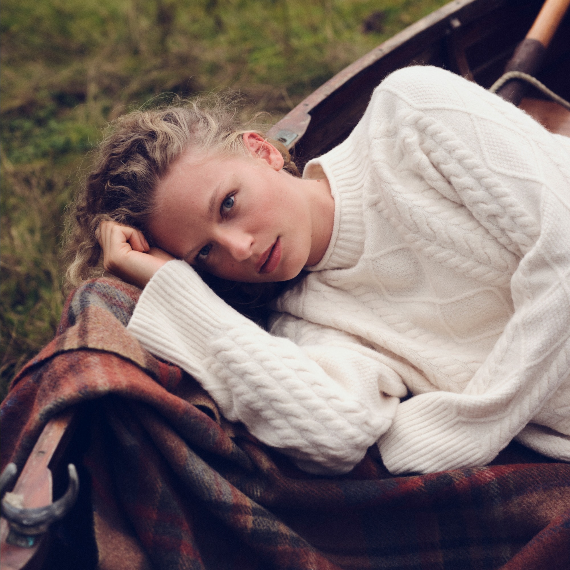 Cable-knit Rollneck™ sweater in Supersoft yarn