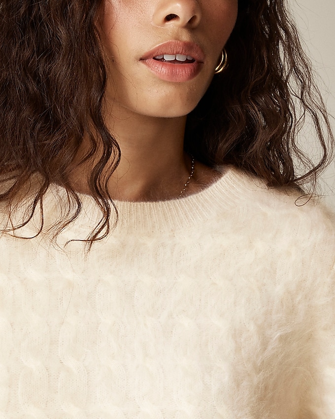 J.Crew: Brushed Cashmere Shrunken Cable-knit Crewneck J.Crew: Brushed Cashmere Shrunken Cable-knit Crewneck