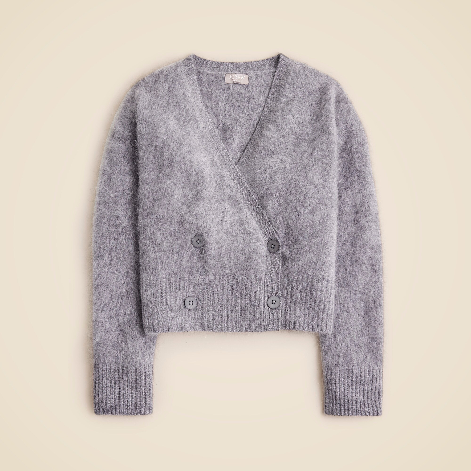 Brushed cashmere double-breasted cardigan