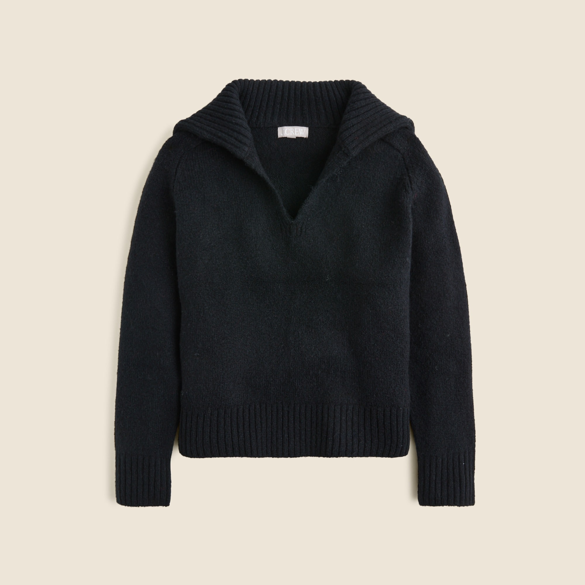 Johnny-collar sweater with ribbed trim