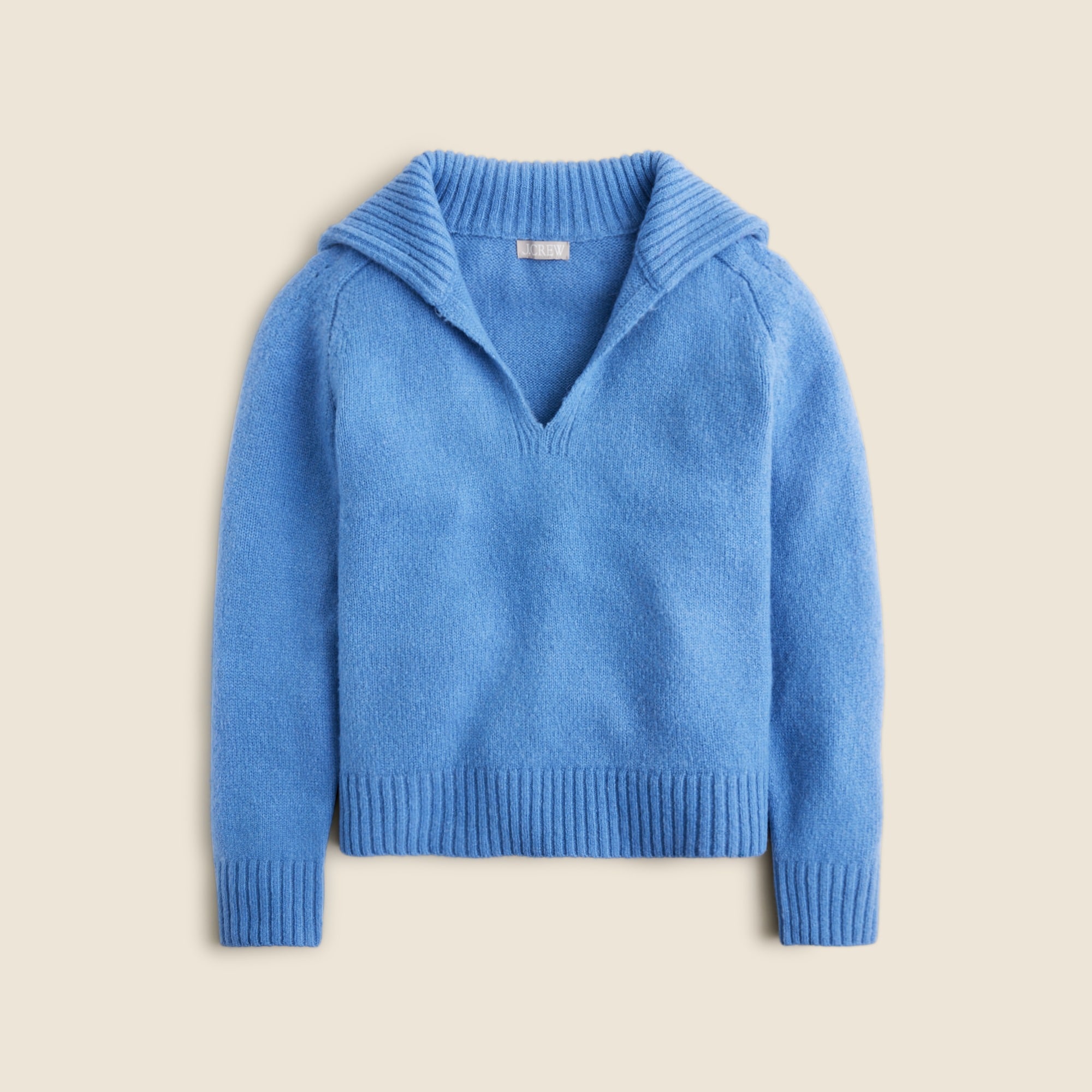 Johnny-collar sweater with ribbed trim