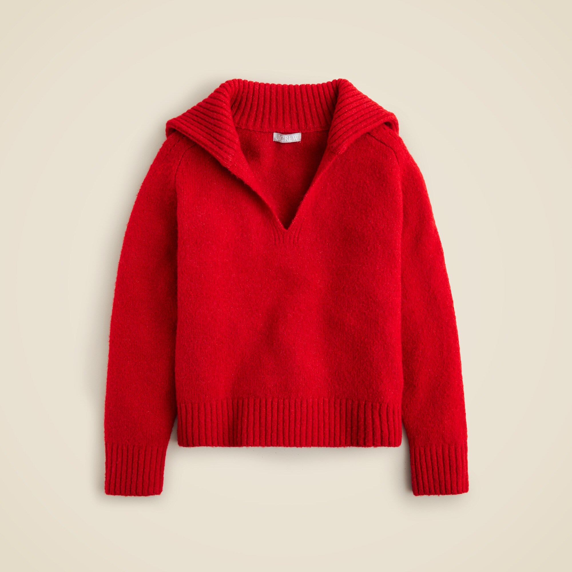 Johnny-collar sweater with ribbed trim