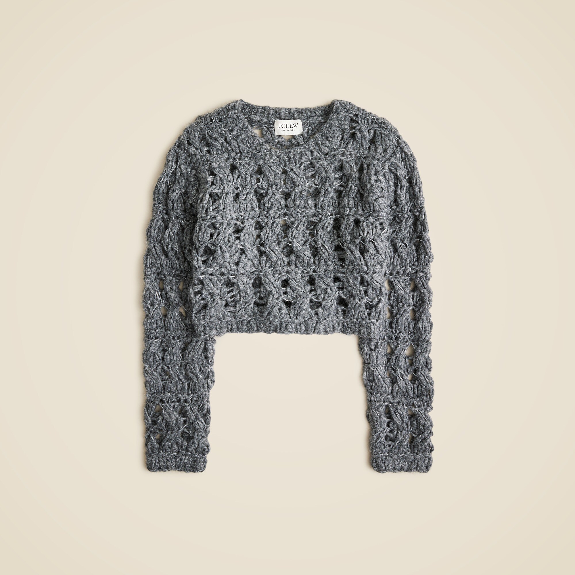 Collection open-weave cropped pullover sweater