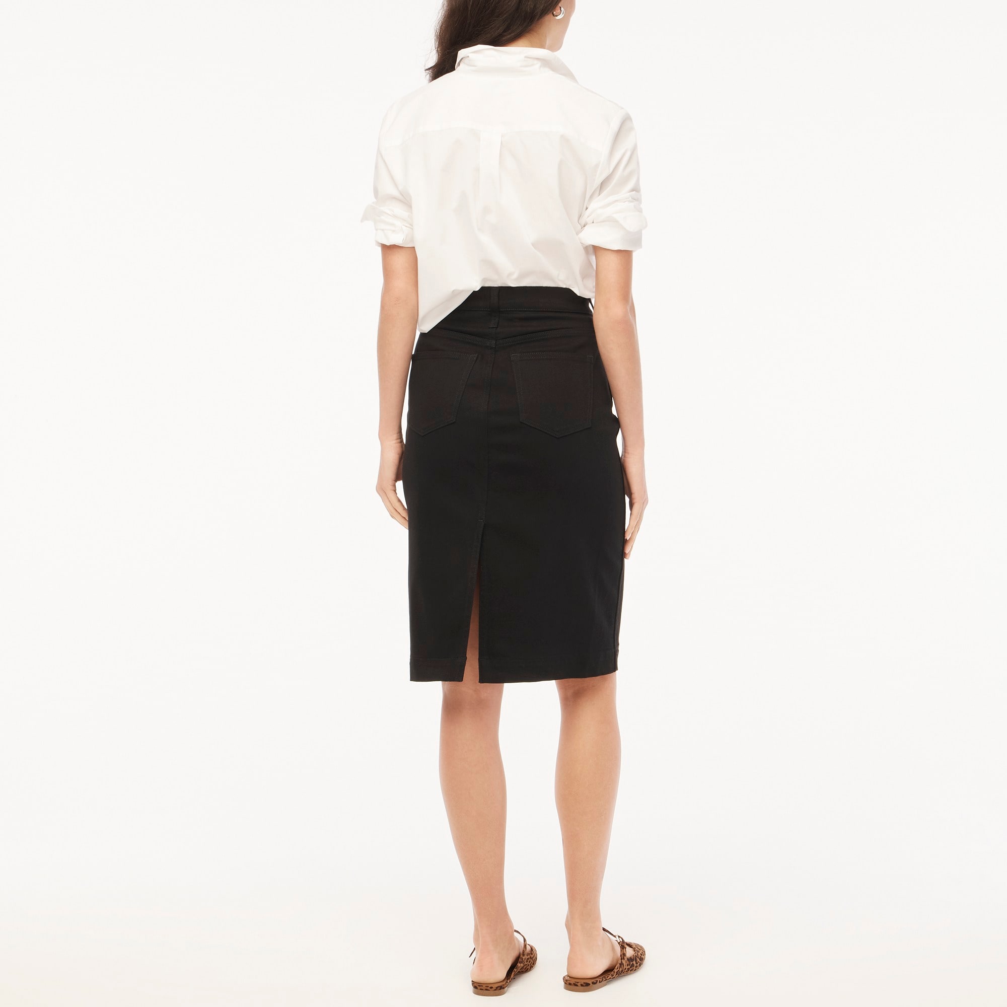 Petite denim midi skirt