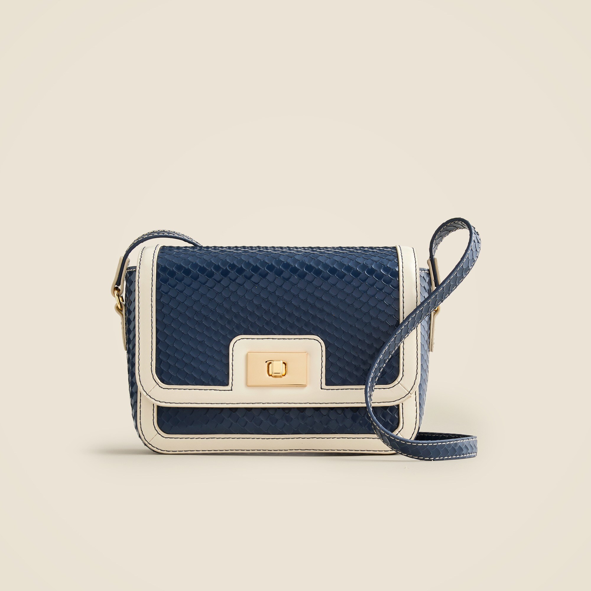 Edie crossbody bag in colorblock snakeskin leather