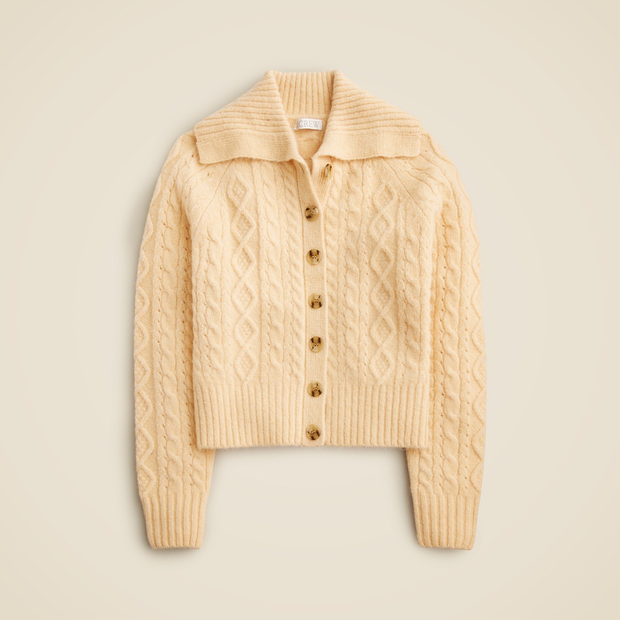 Collared cable-knit cardigan