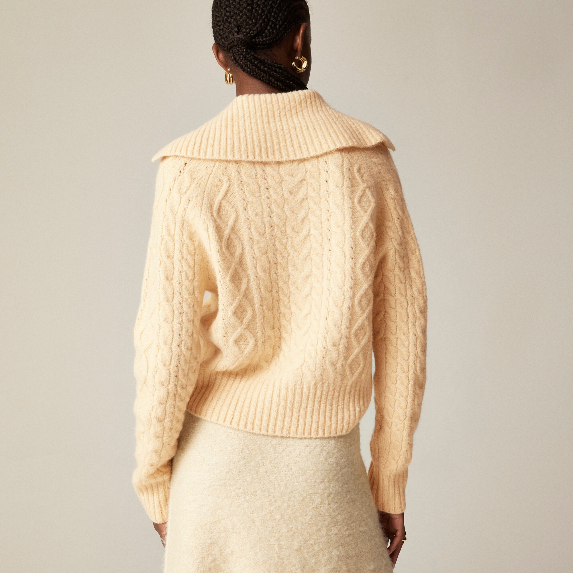 Collared cable-knit cardigan
