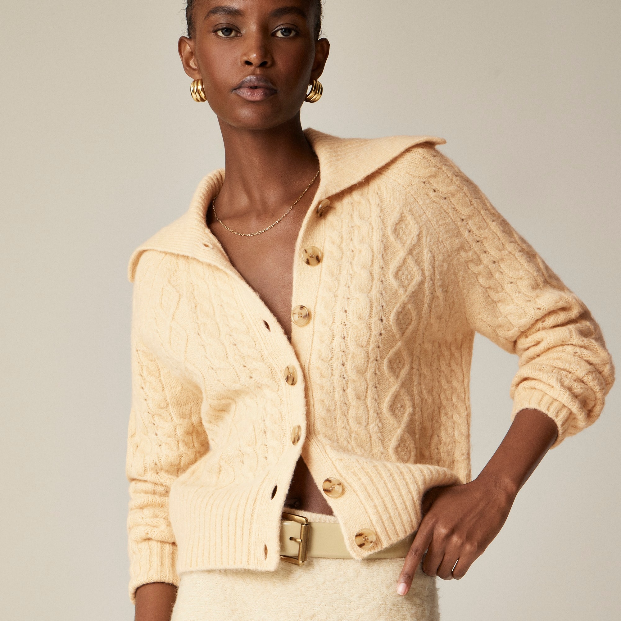 Collared Cable-knit Cardigan For Women | J.Crew