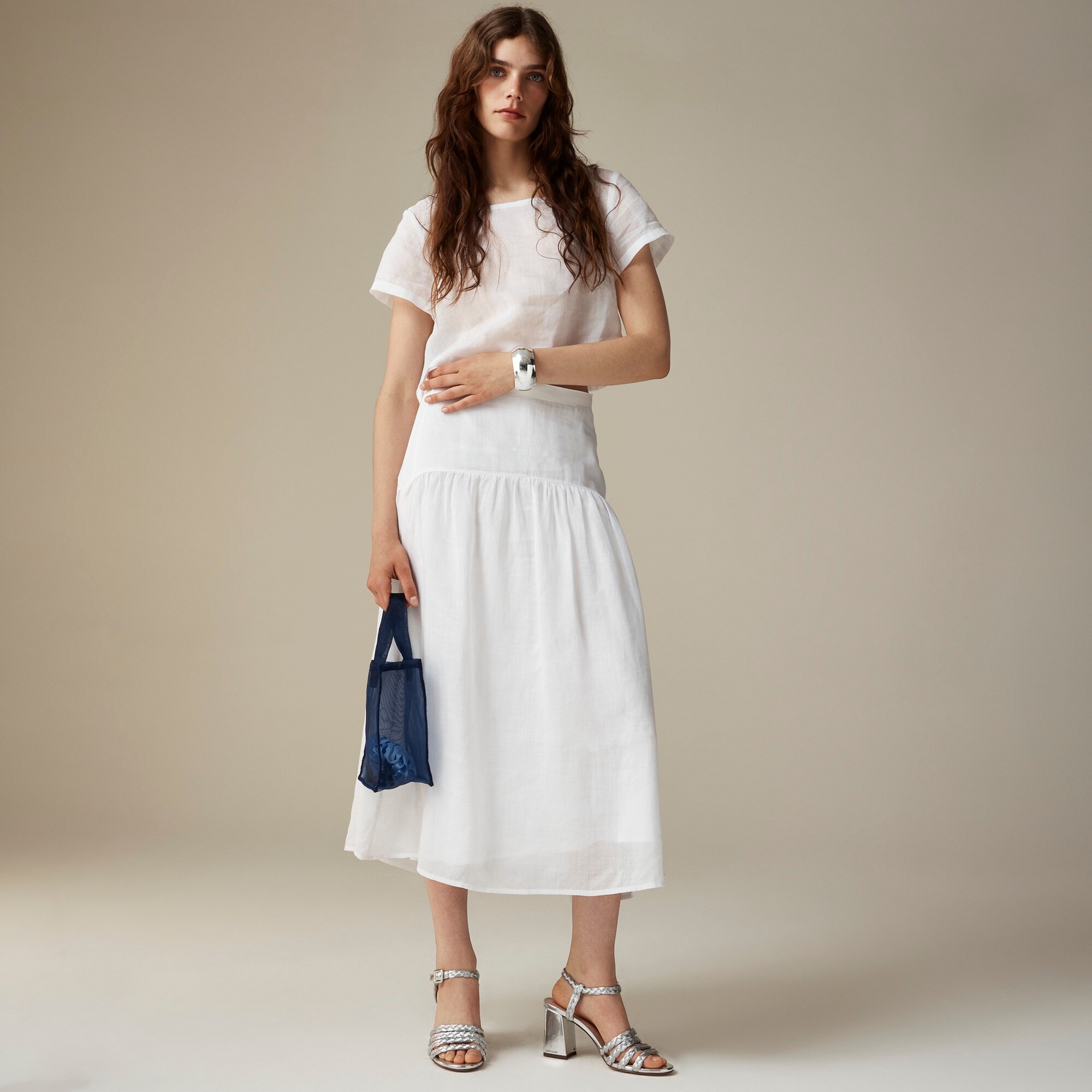 Maryam Nassir Zadeh X J.Crew drop-waist midi skirt in ramie