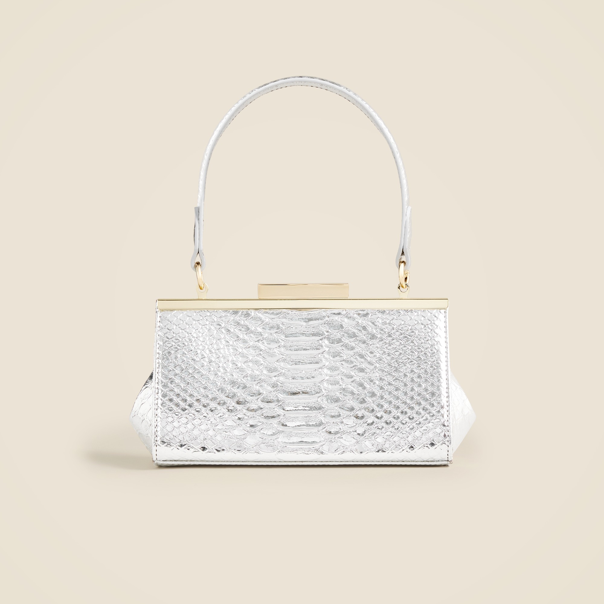 Structured three-in-one bag in metallic snake-embossed Italian leather