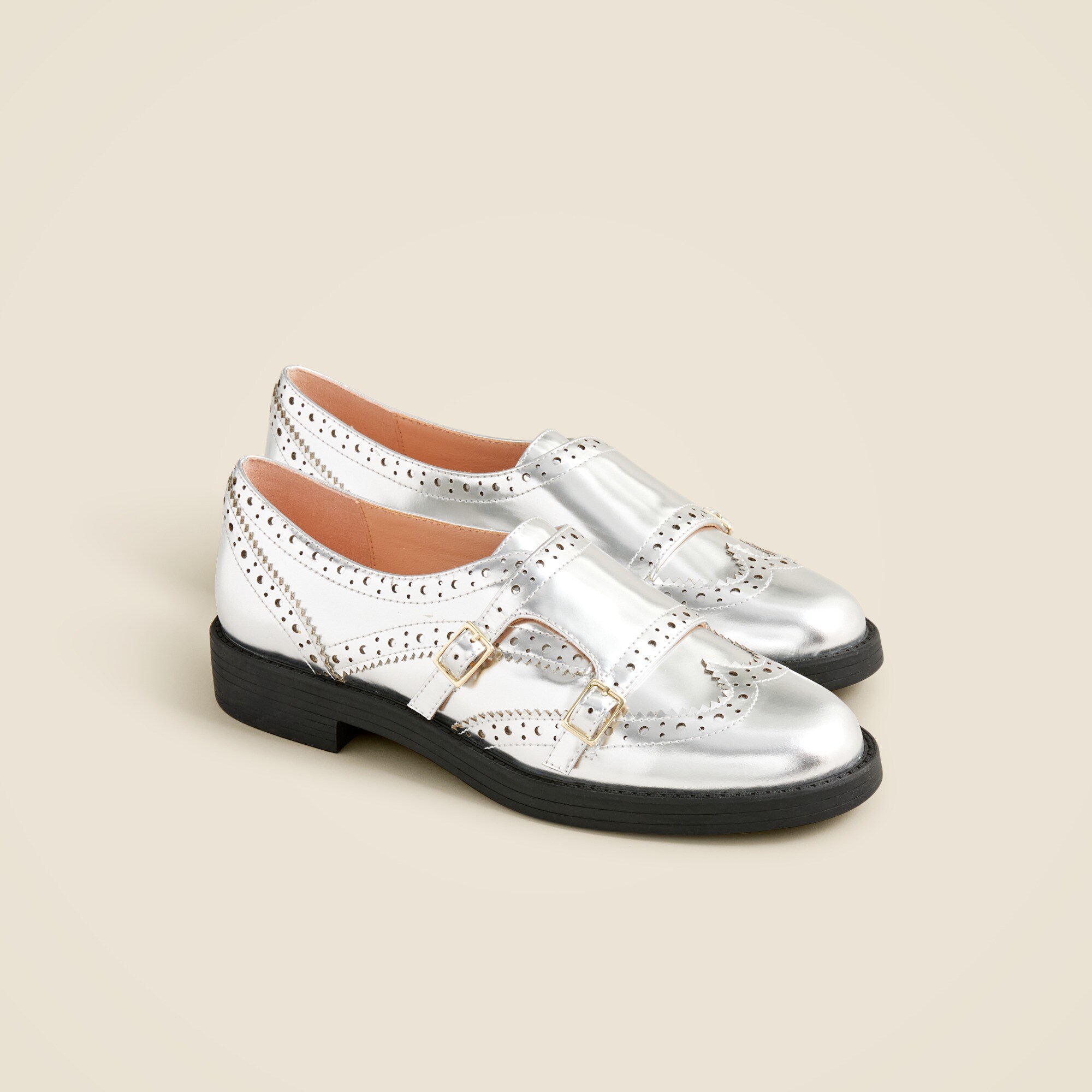 Monk-strap shoes in metallic leather