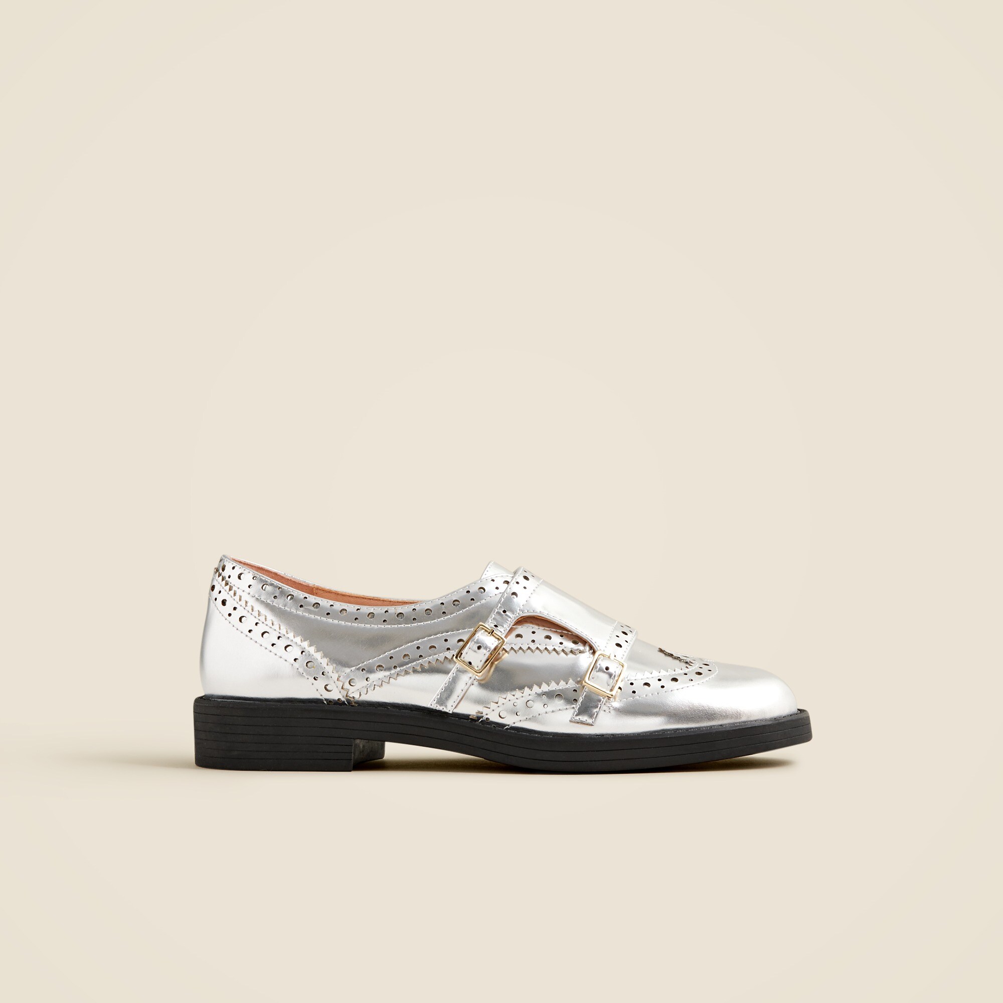 Monk-strap shoes in metallic leather