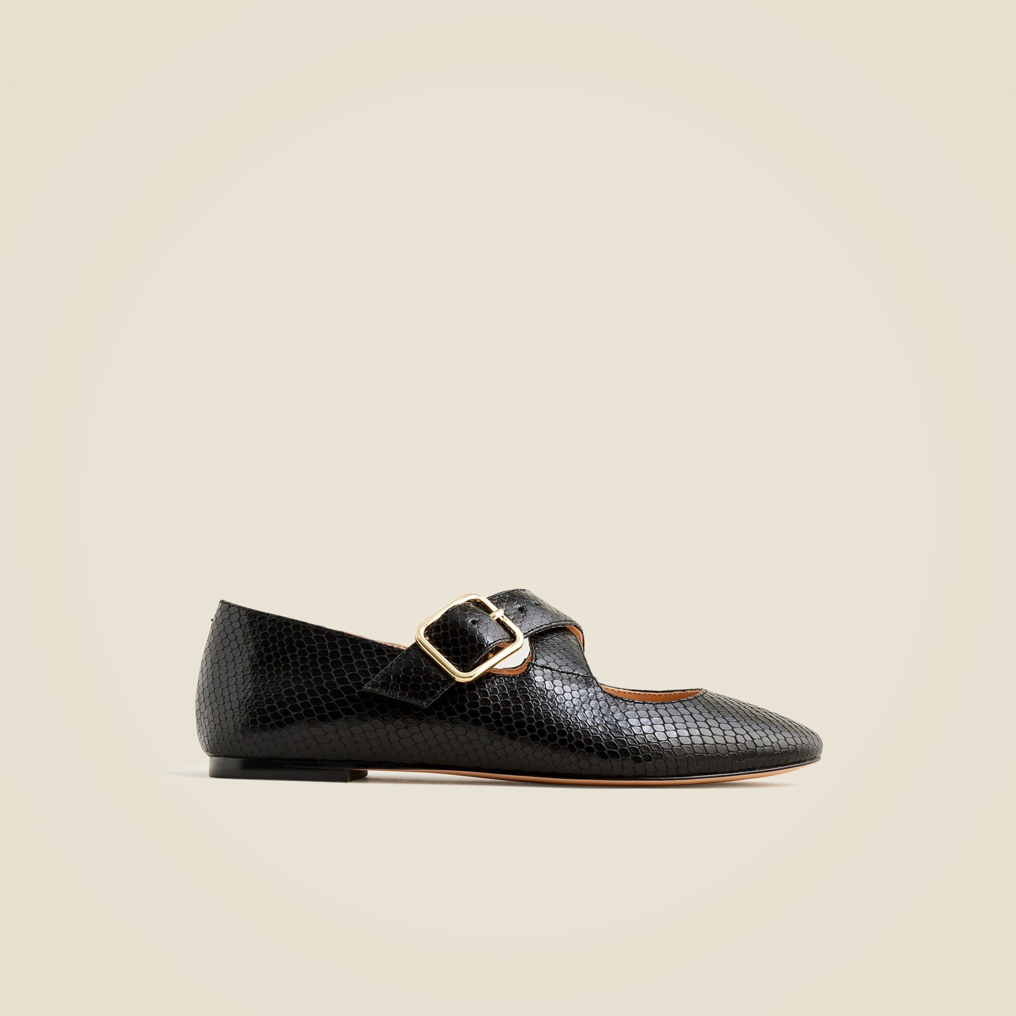 Logan crisscross Mary Jane ballet flats in snake-embossed Italian leather