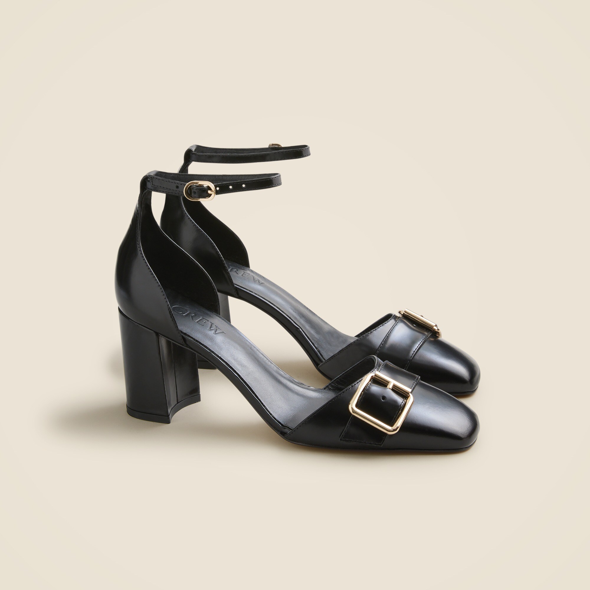 maisie buckle heels in italian leather for women